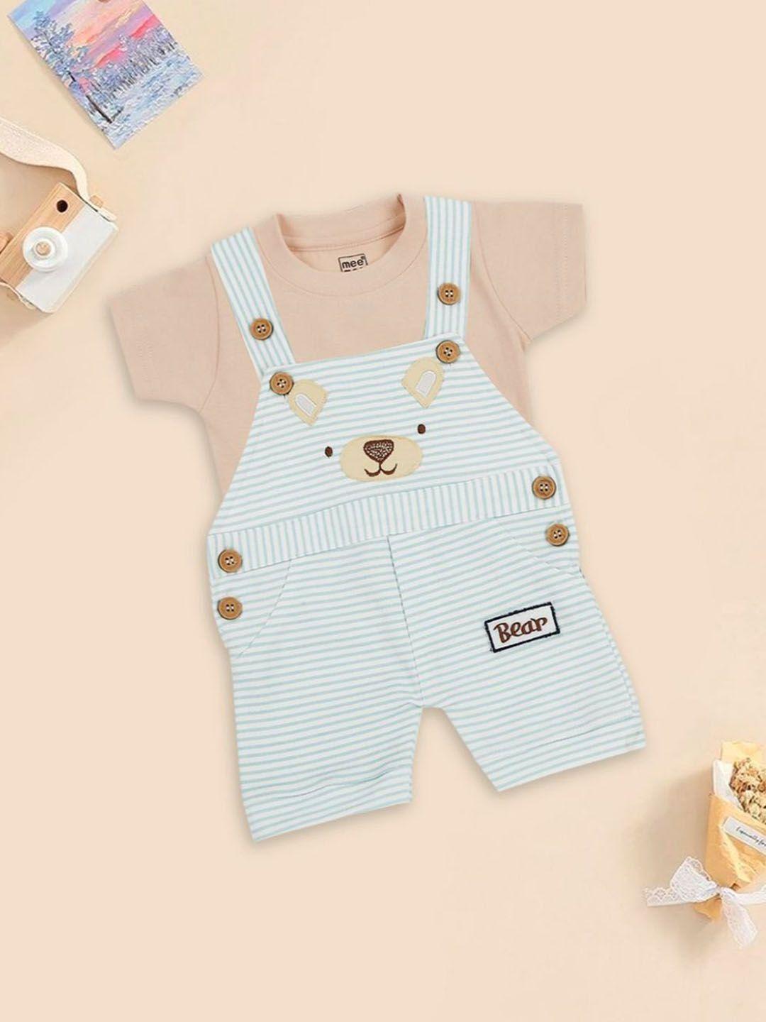 meemee infant kids striped cotton rompers with t-shirt