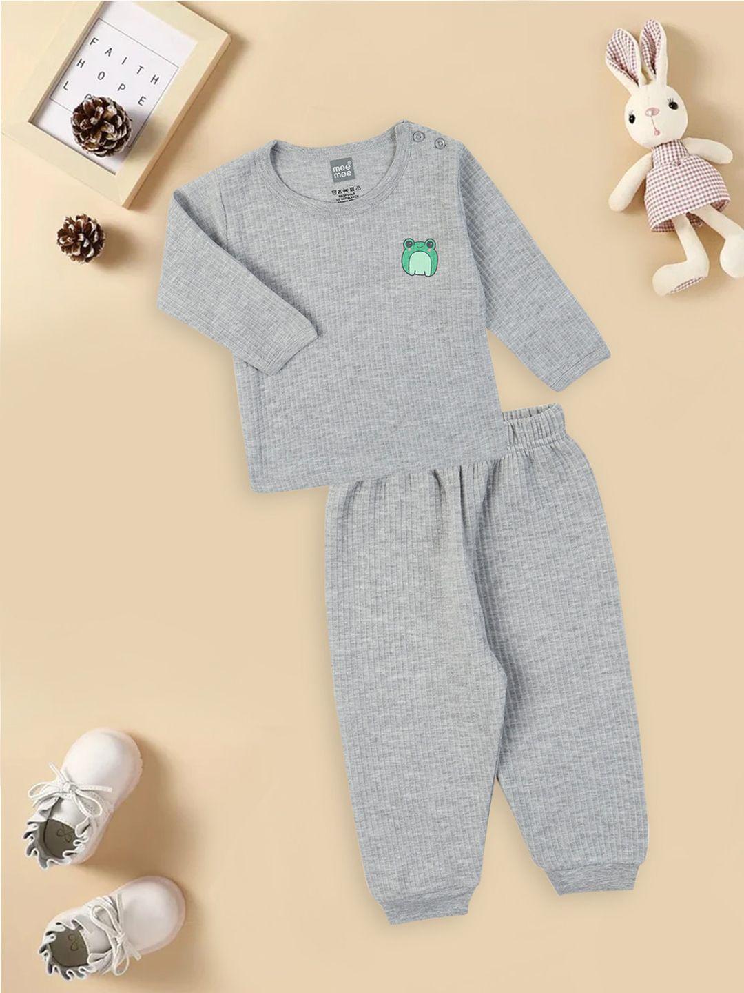 meemee infant printed ribbed cotton thermal set
