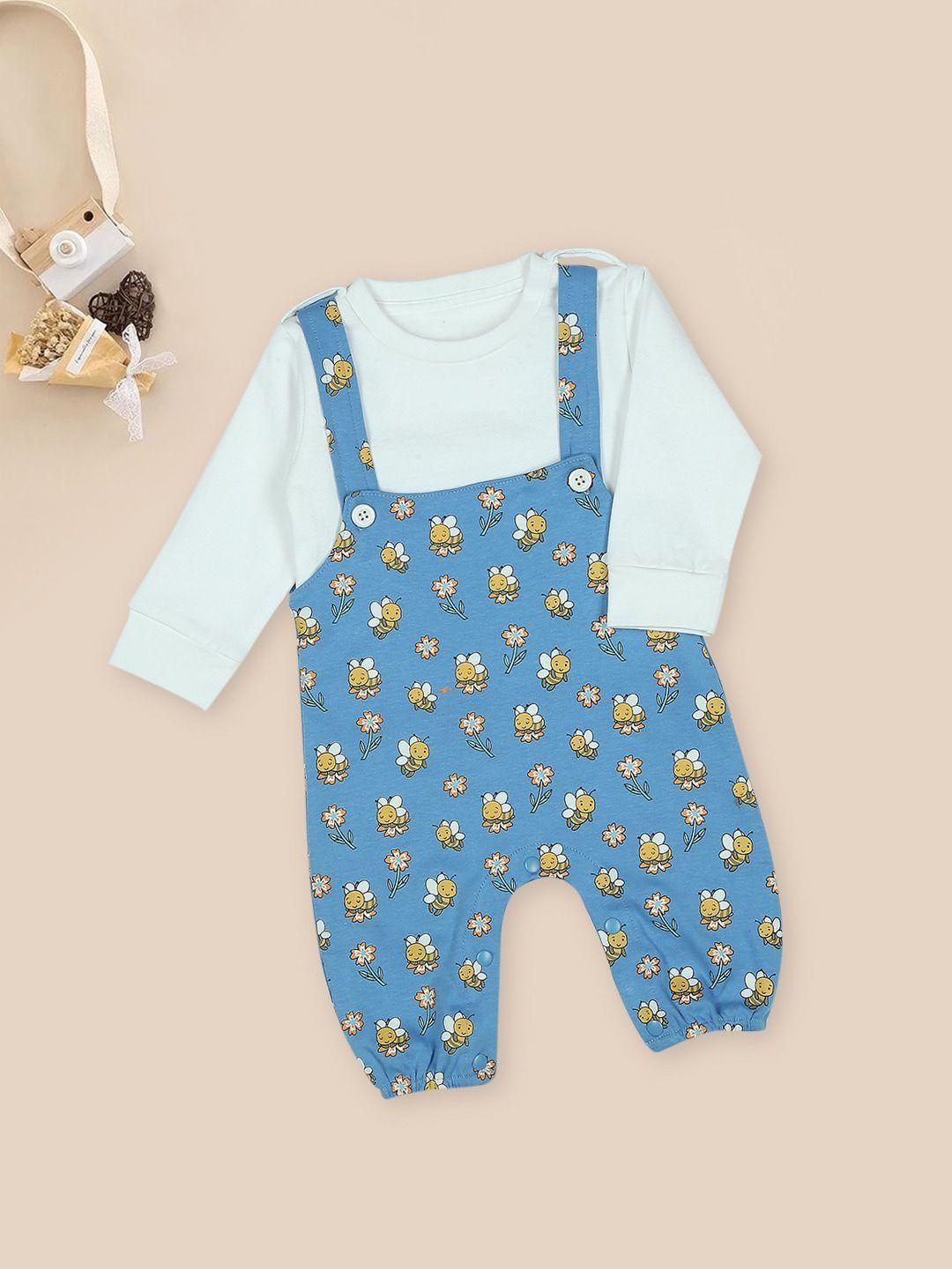 meemee infants honey bee printed dungaree with t-shirt