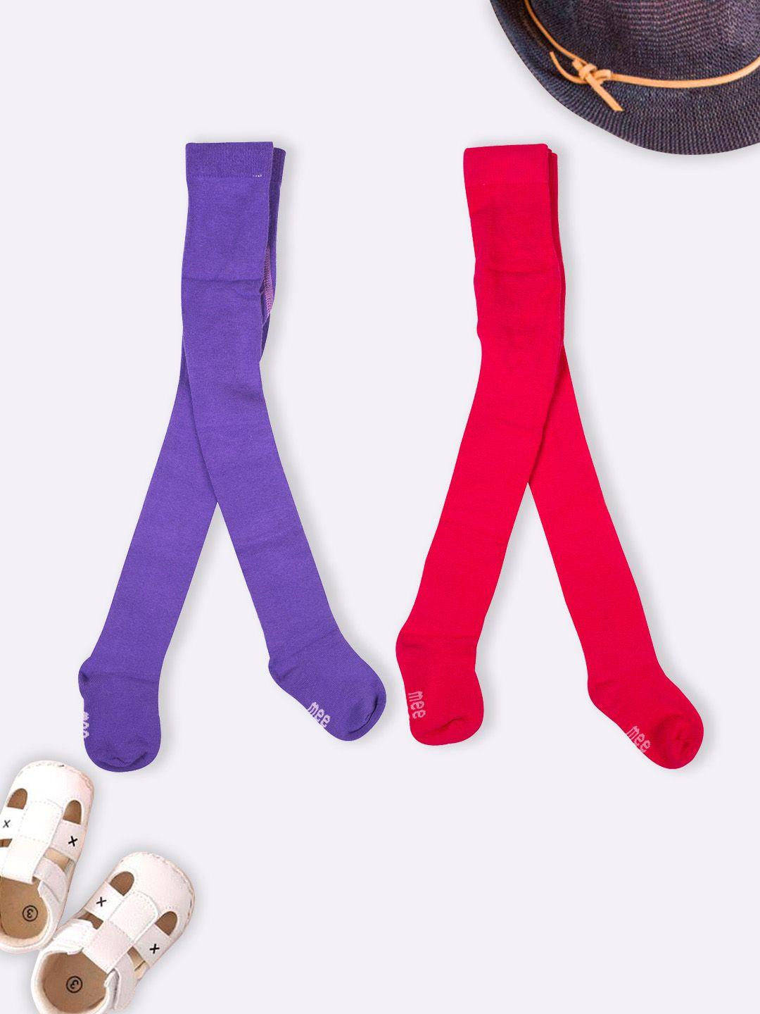 meemee infants kids pack of 2 high-rise opaque stockings
