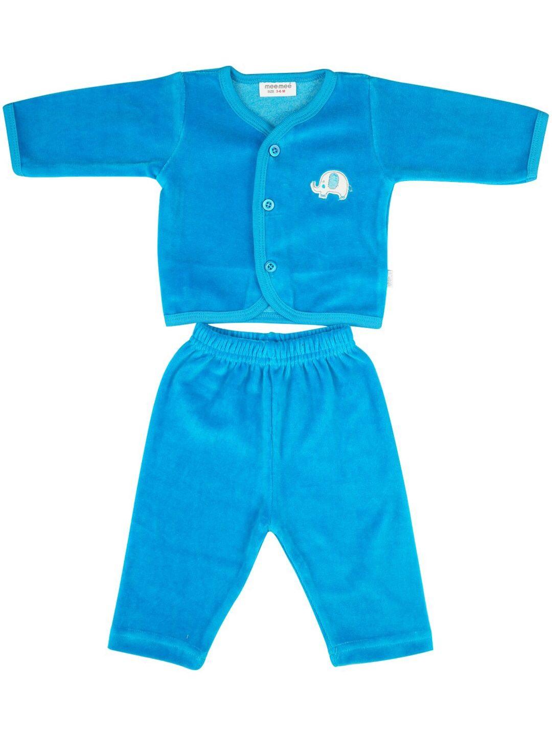 meemee kids blue pure cotton shirt with pyjamas