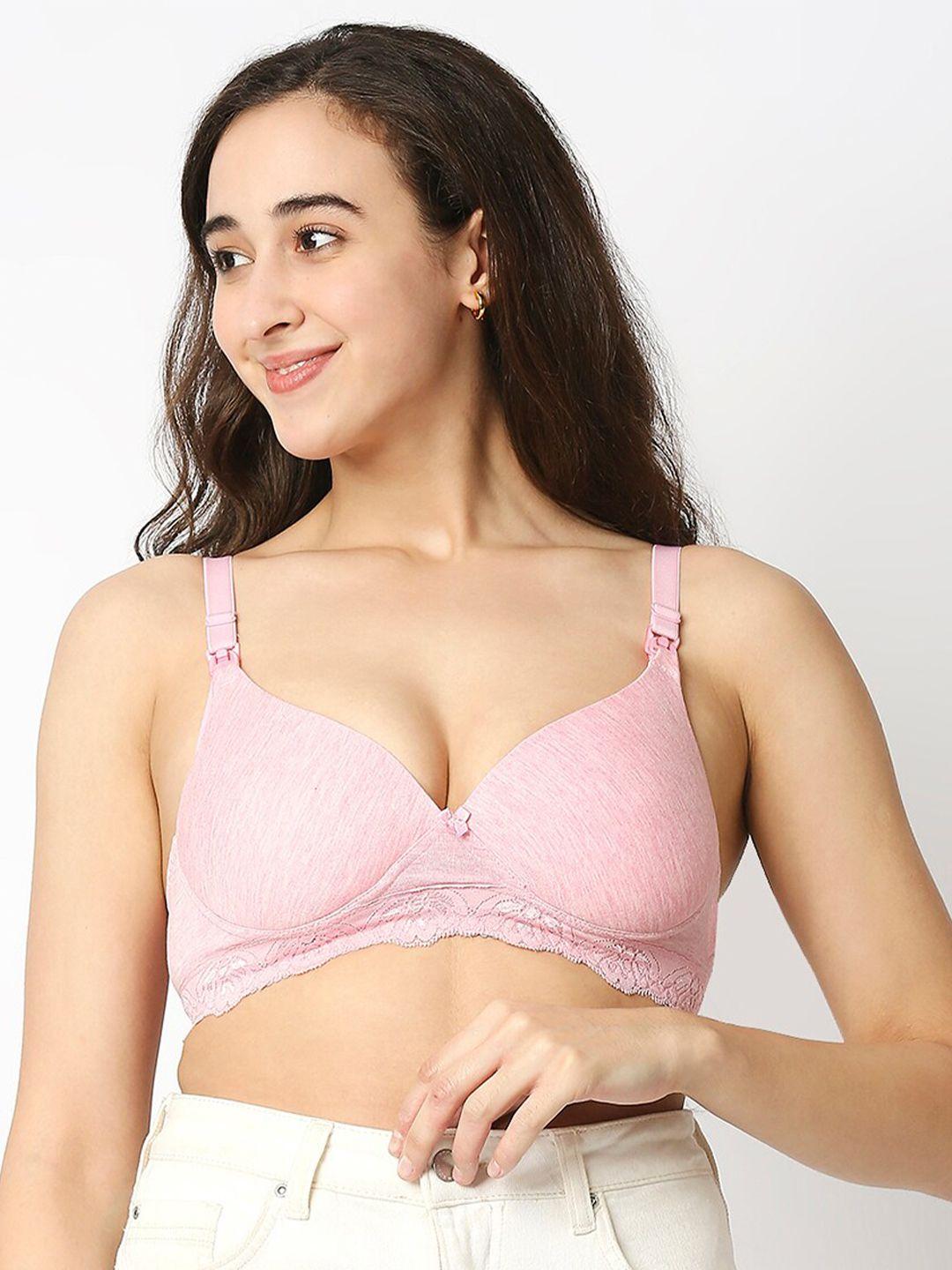 meemee pink cotton maternity bra lightly padded