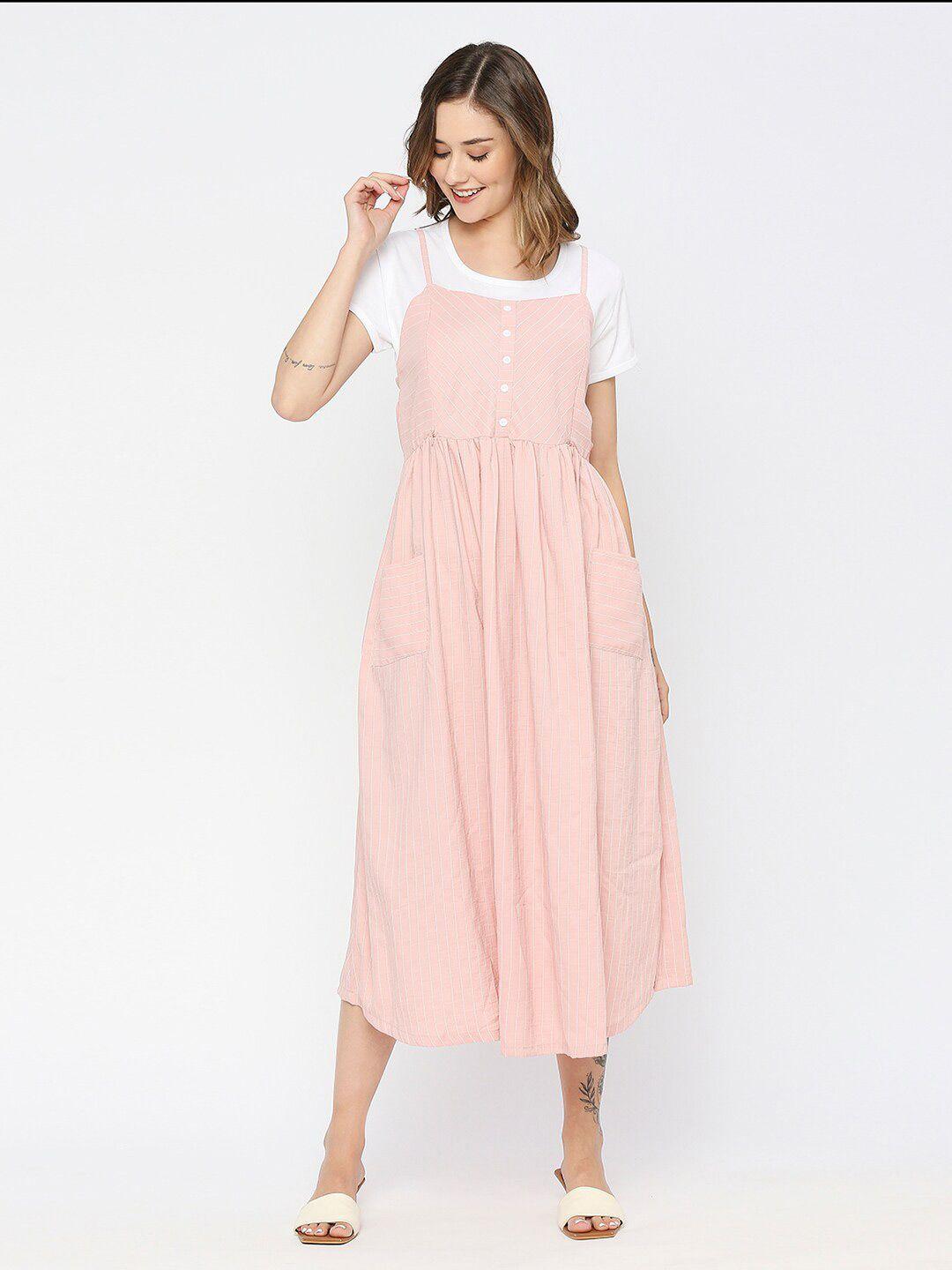 meemee pink maternity a-line midi dress