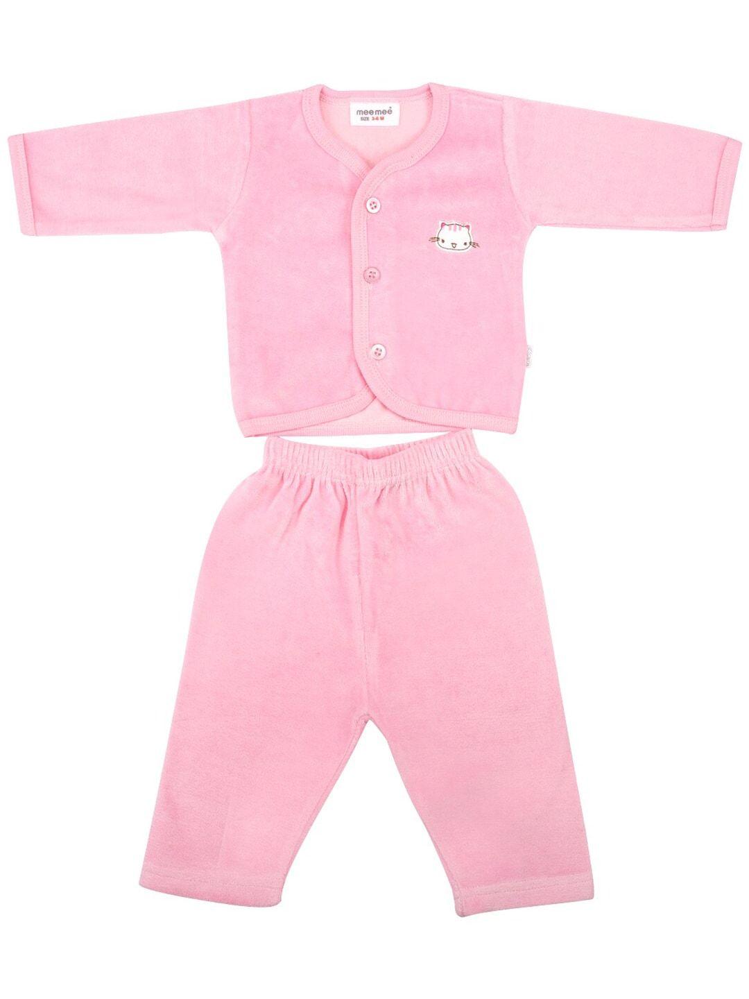 meemee unisex kids pink pure cotton shirt with pyjamas