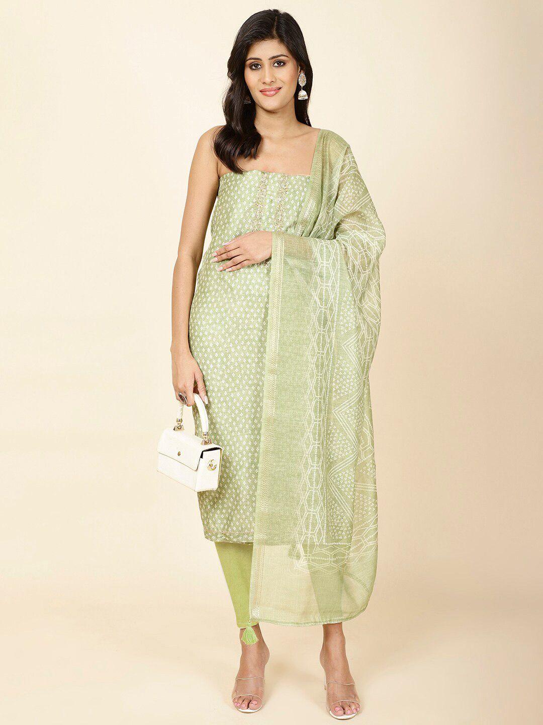meena bazaar bandhani printed art silk unstitched dress material