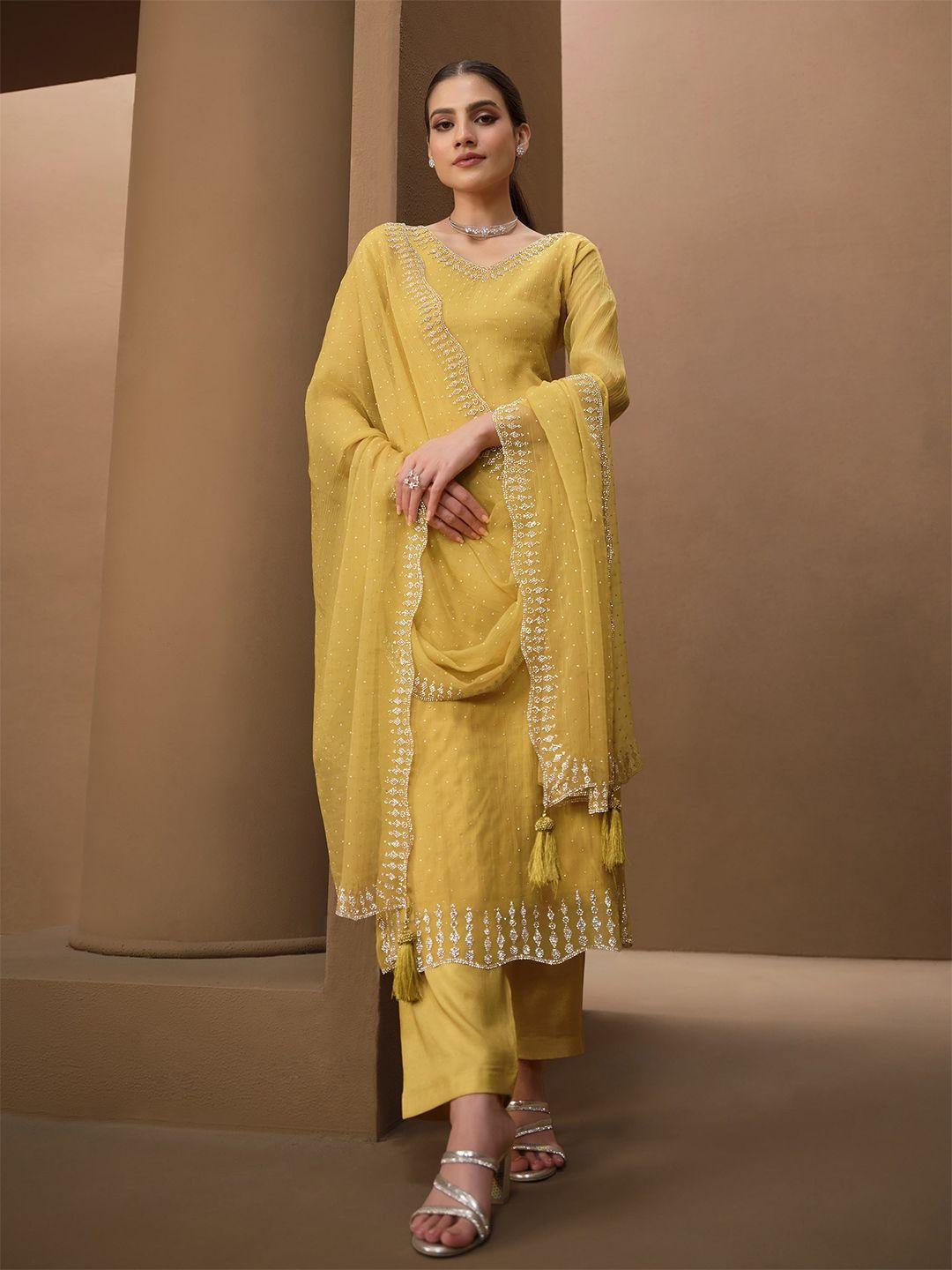 meena bazaar embellished unstitched dress material