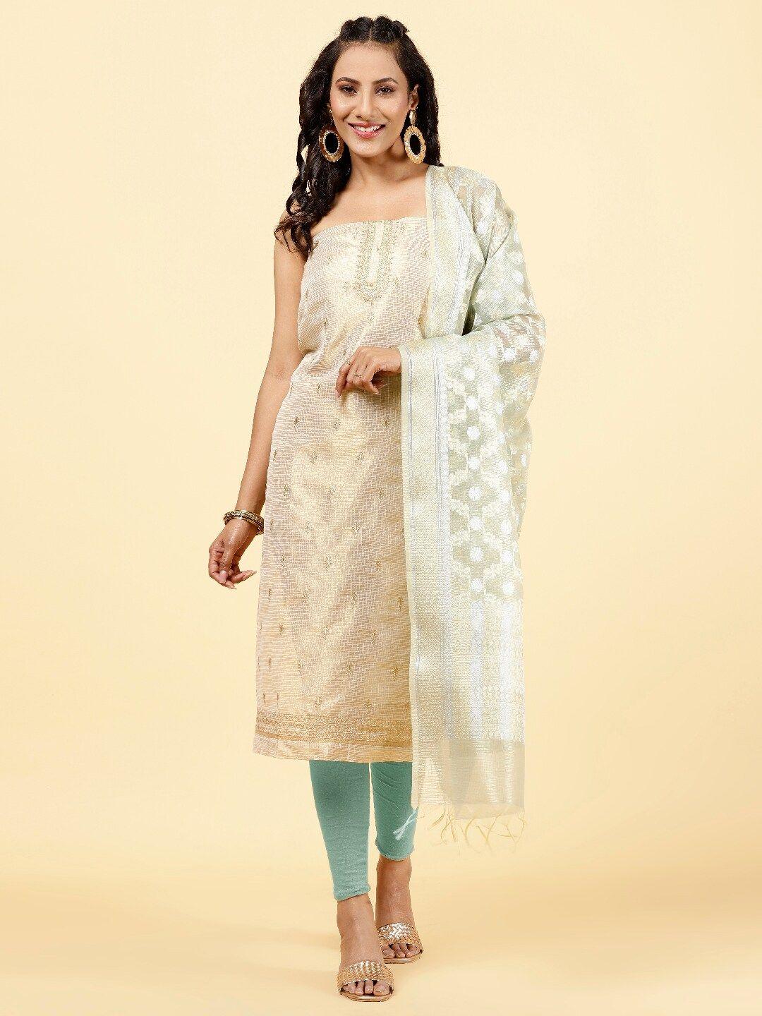 meena bazaar embroidered tissue unstitched dress material