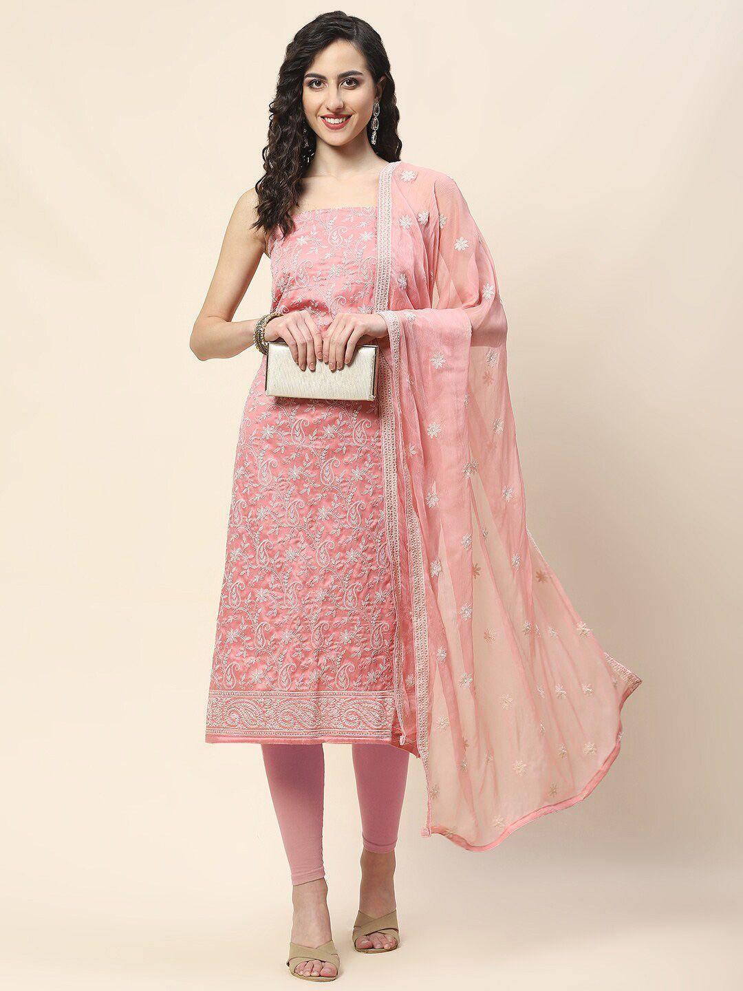 meena bazaar embroidered unstitched dress material