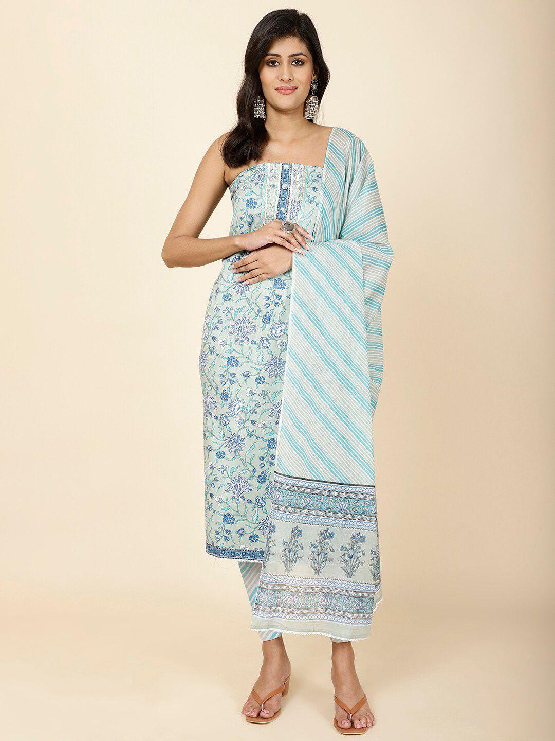 meena bazaar ethnic motifs printed gotta patti unstitched dress material