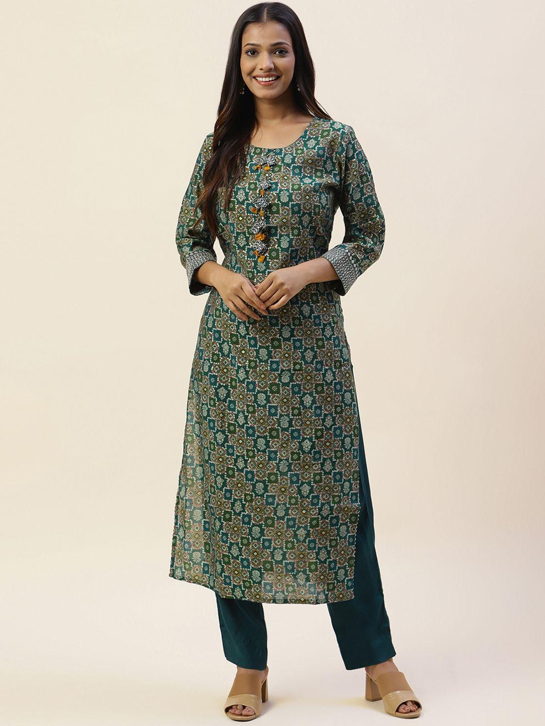 meena bazaar ethnic motifs printed kurta with trousers