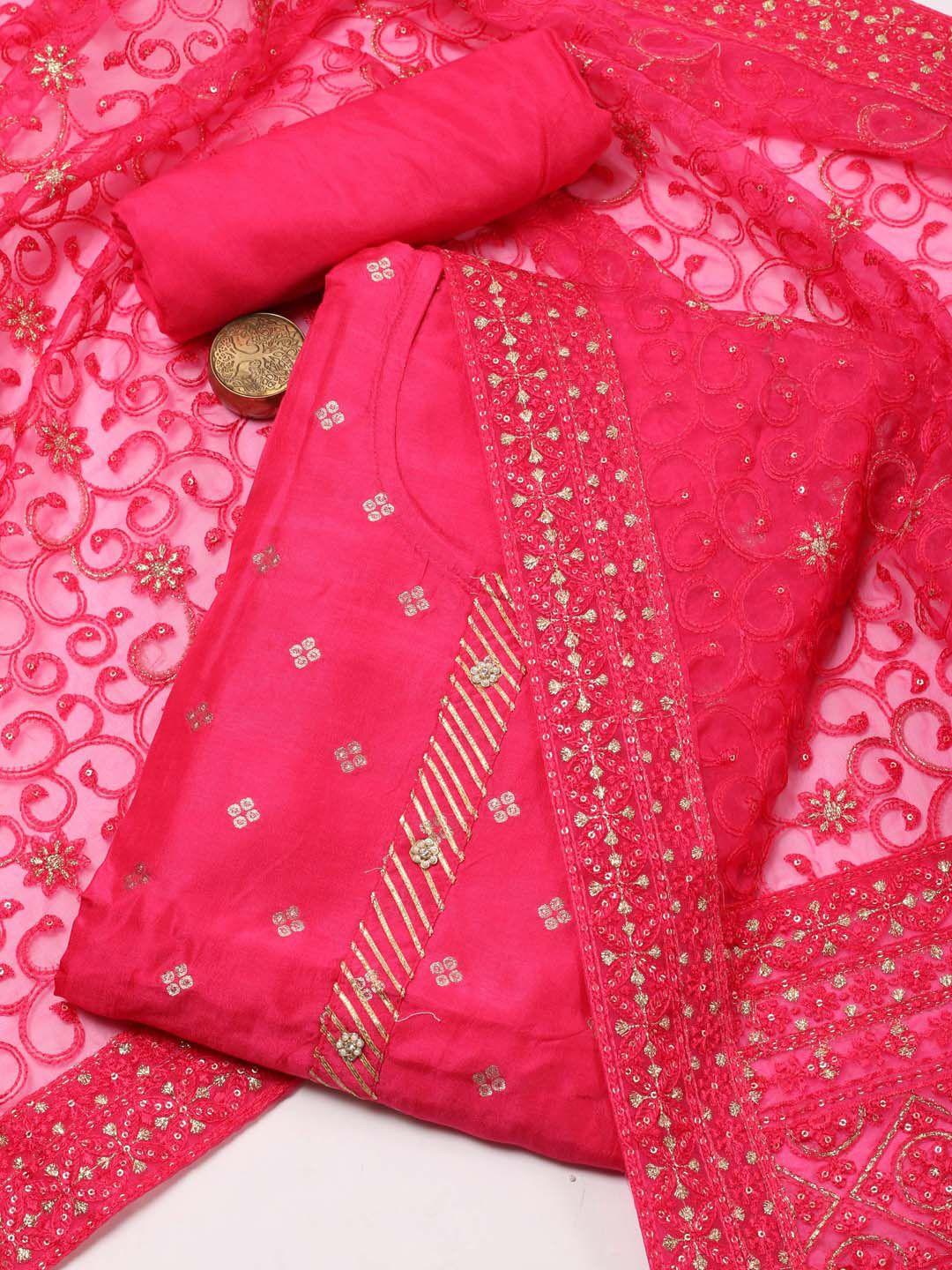 meena bazaar ethnic motifs woven design sequinned art silk unstitched dress material