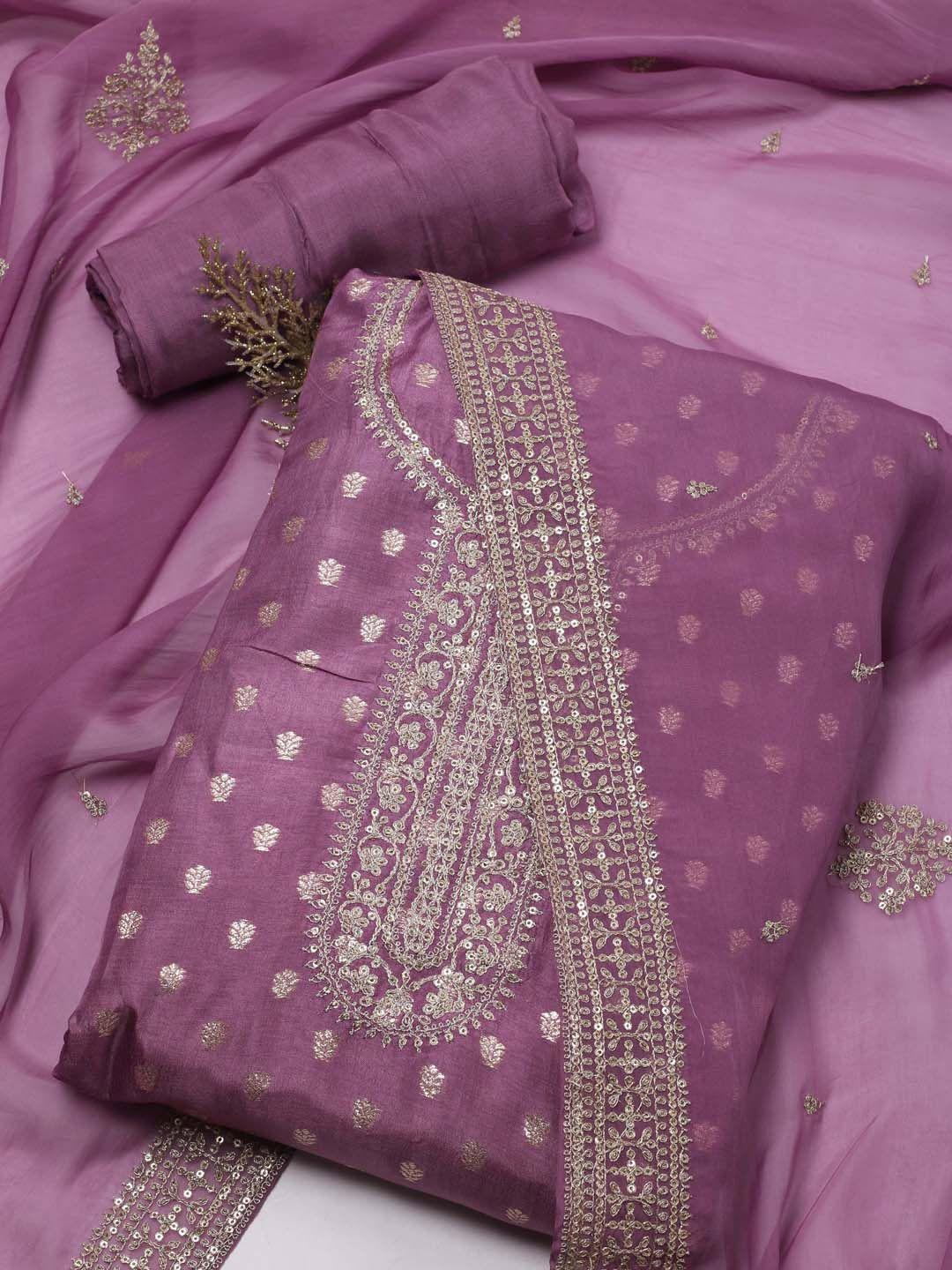 meena bazaar ethnic motifs woven design sequinned unstitched dress material