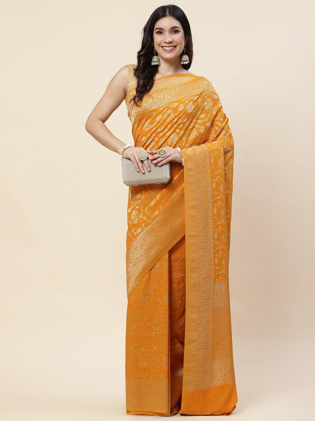 meena bazaar ethnic motifs woven design zari tissue tussar saree