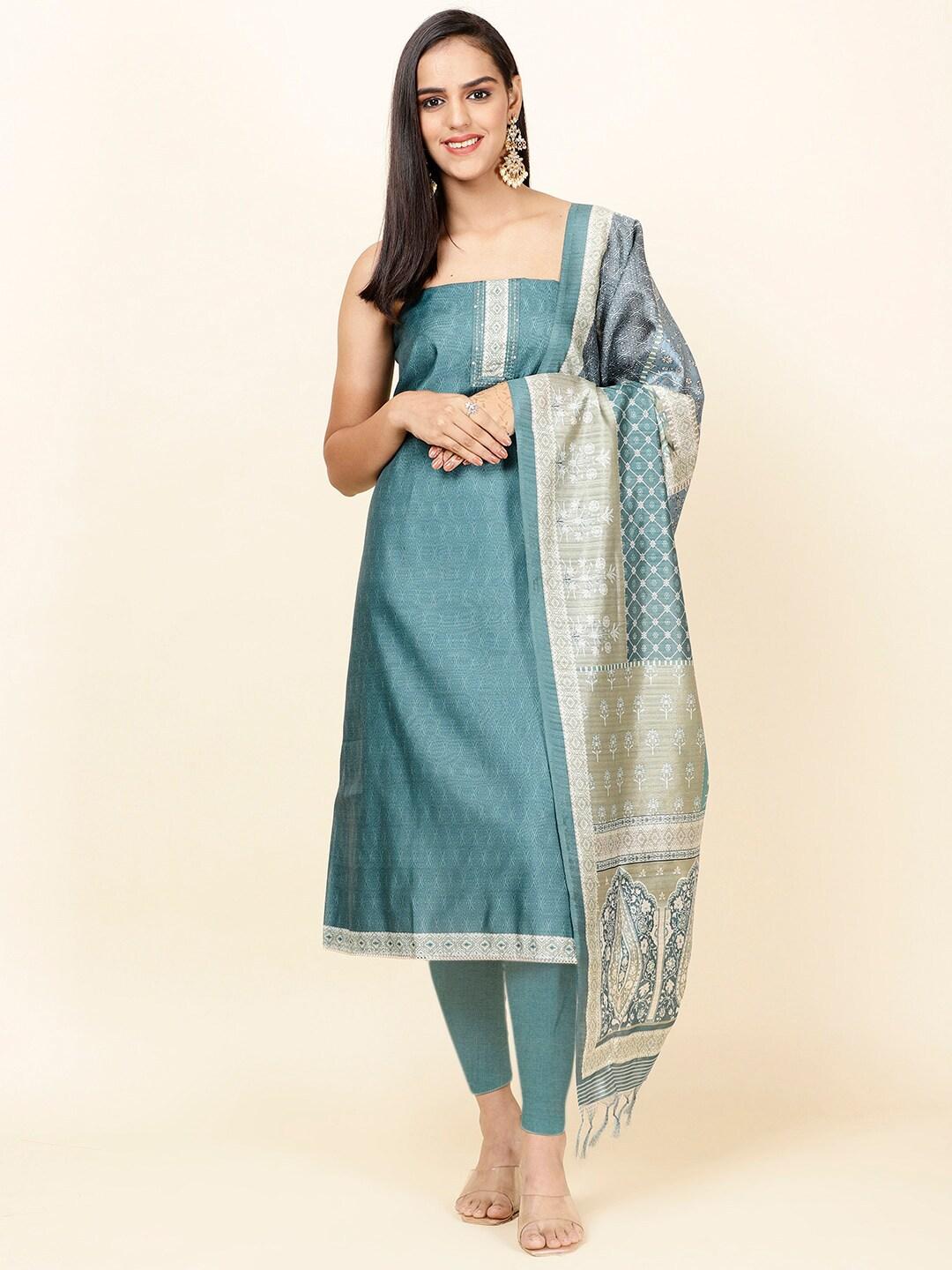 meena bazaar geometric printed unstitched dress material