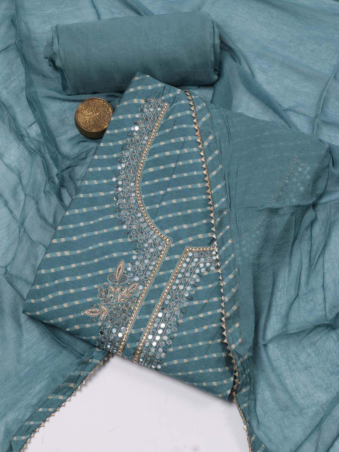 meena bazaar printed chanderi silk unstitched dress material