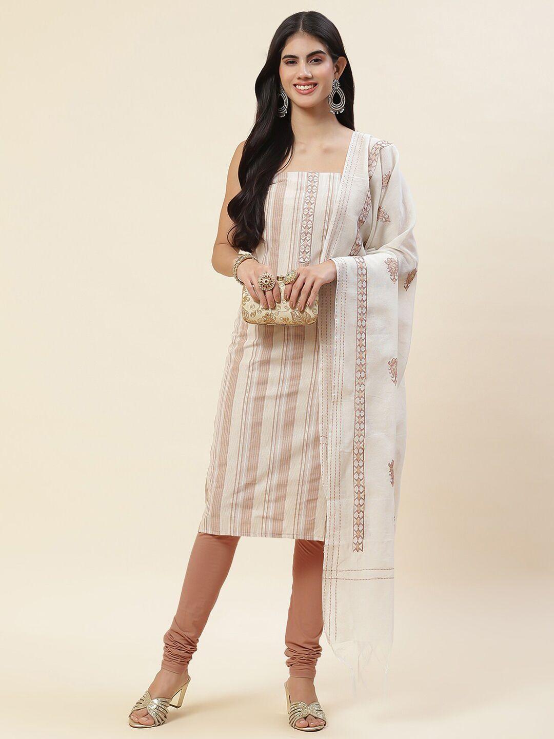 meena bazaar striped unstitched dress material