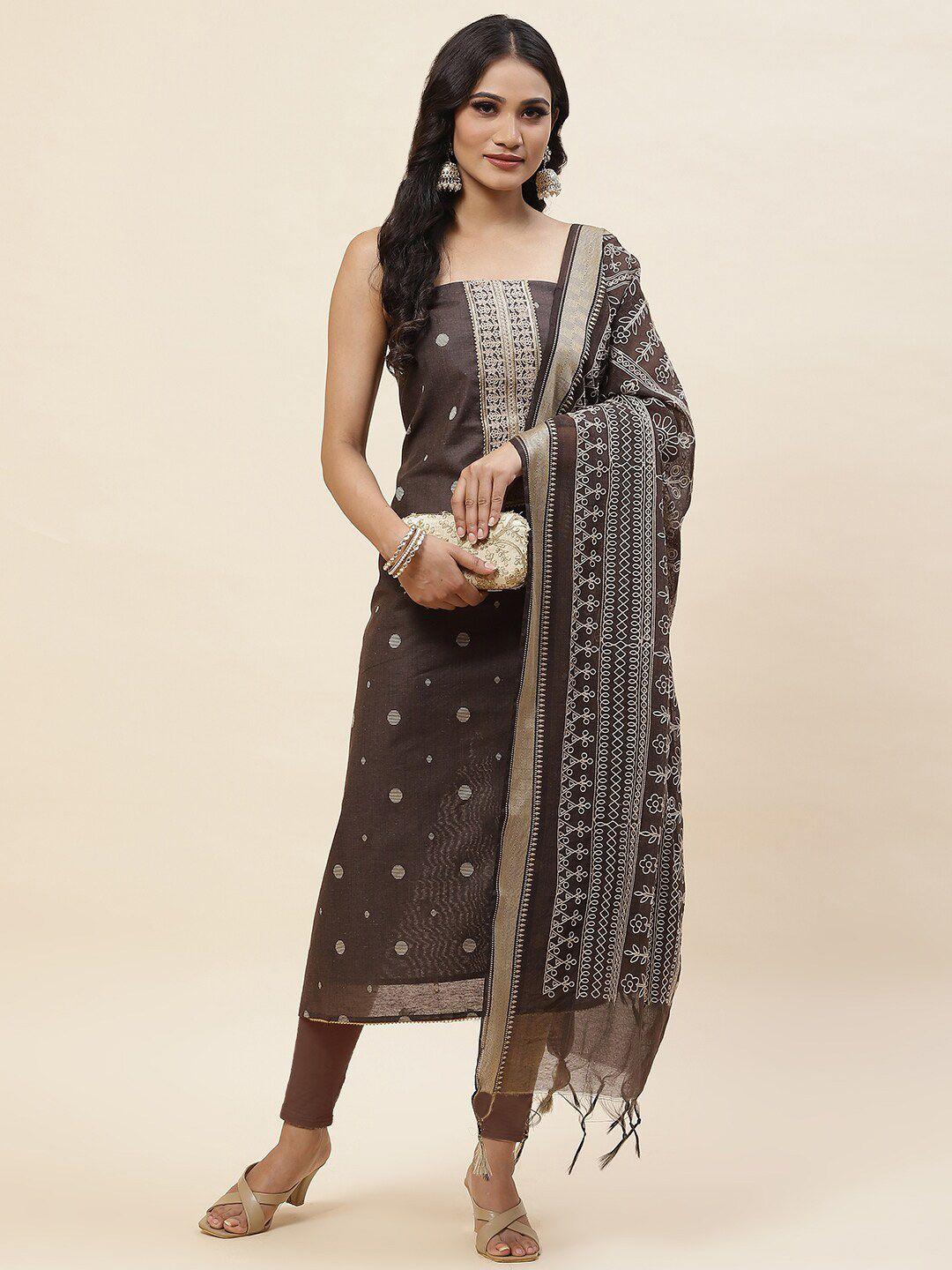 meena bazaar woven design gotta patti detail unstitched dress material