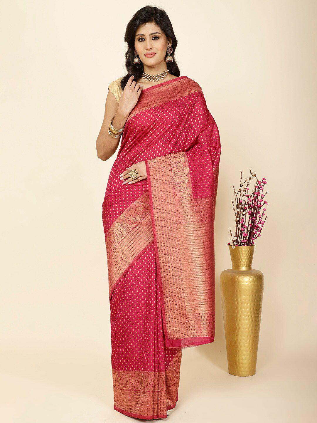 meena bazaar woven design polka dots zari art silk saree