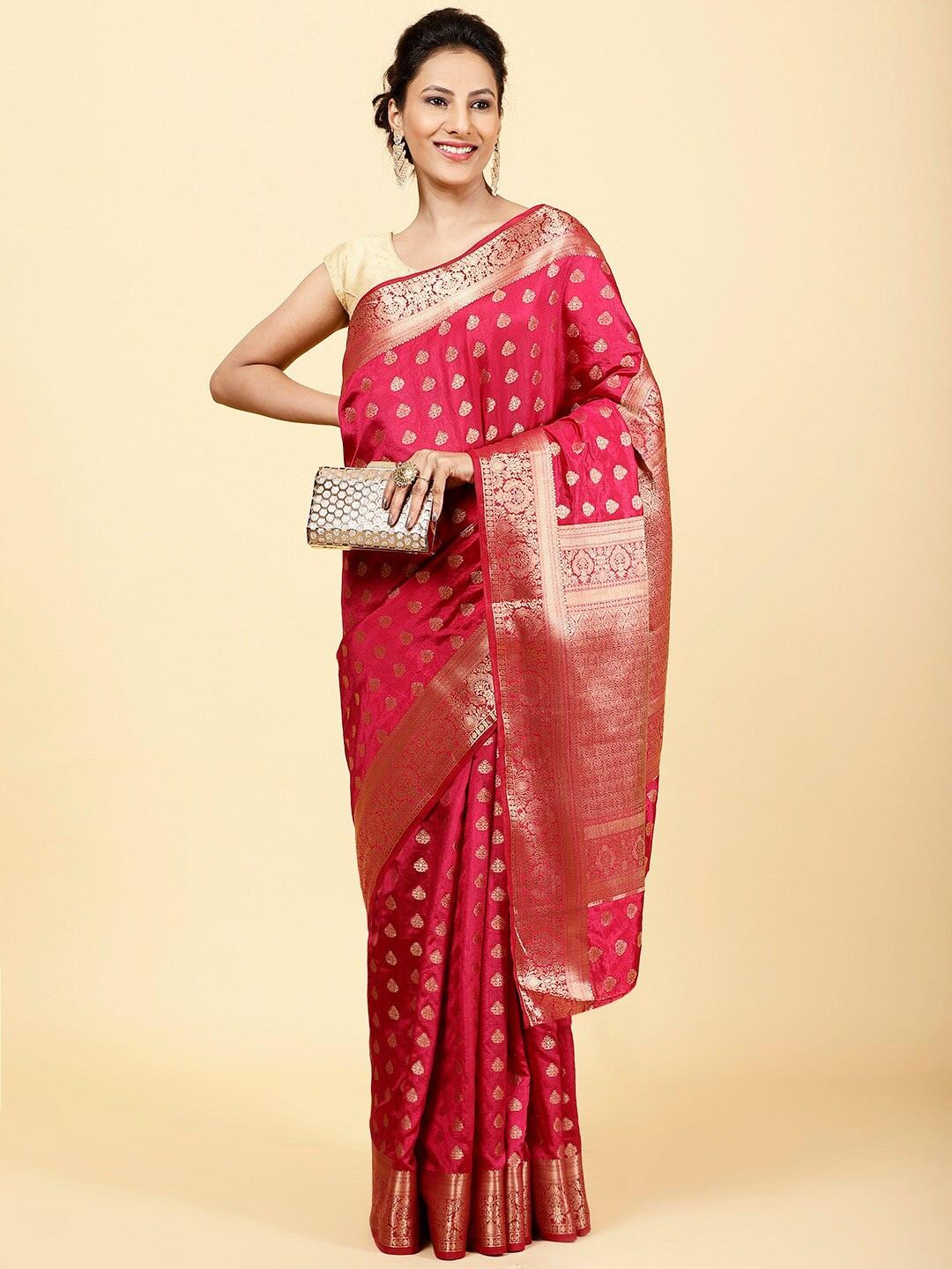 meena bazaar woven design zari art silk saree