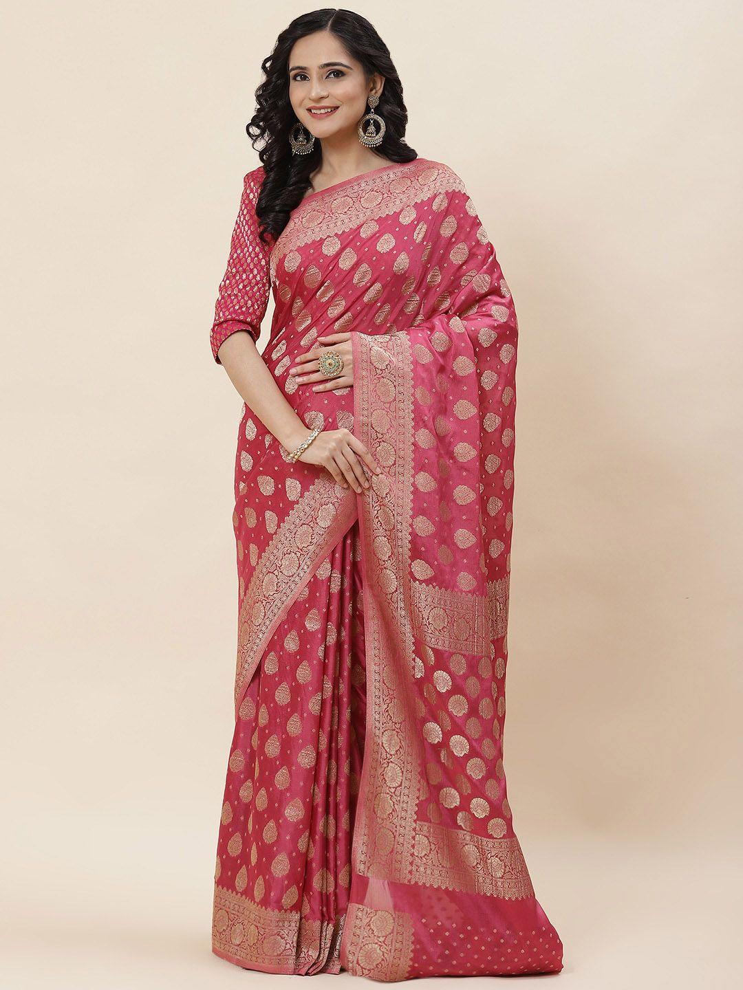 meena bazaar woven design zari saree