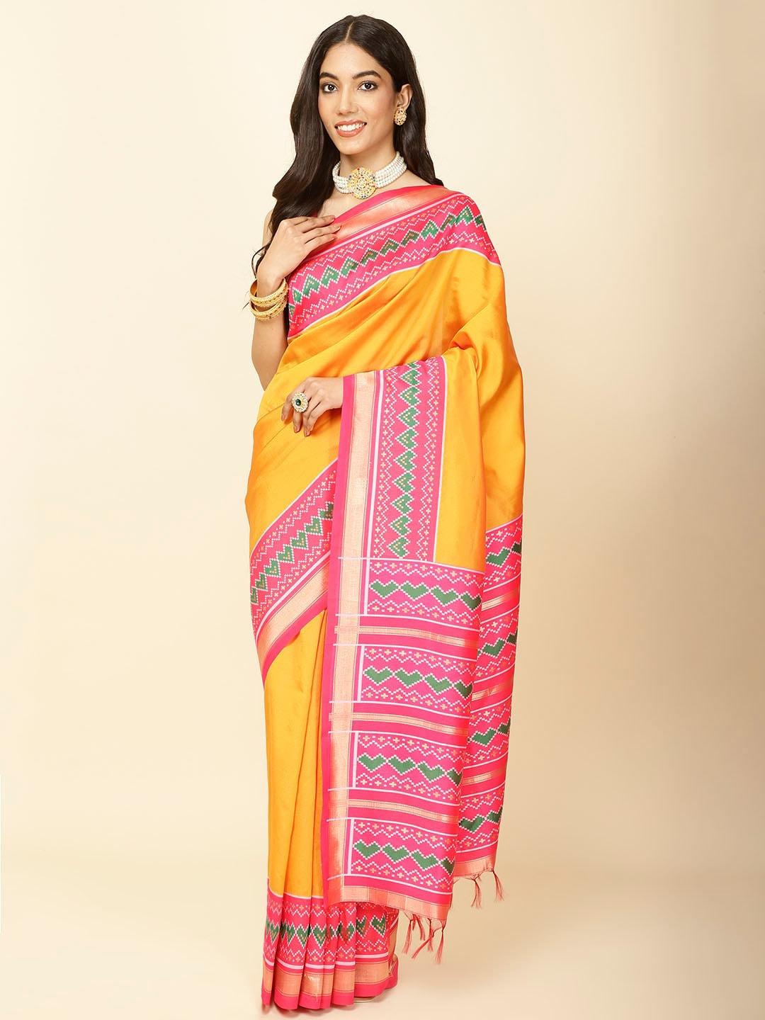 meena bazaar woven design zari saree