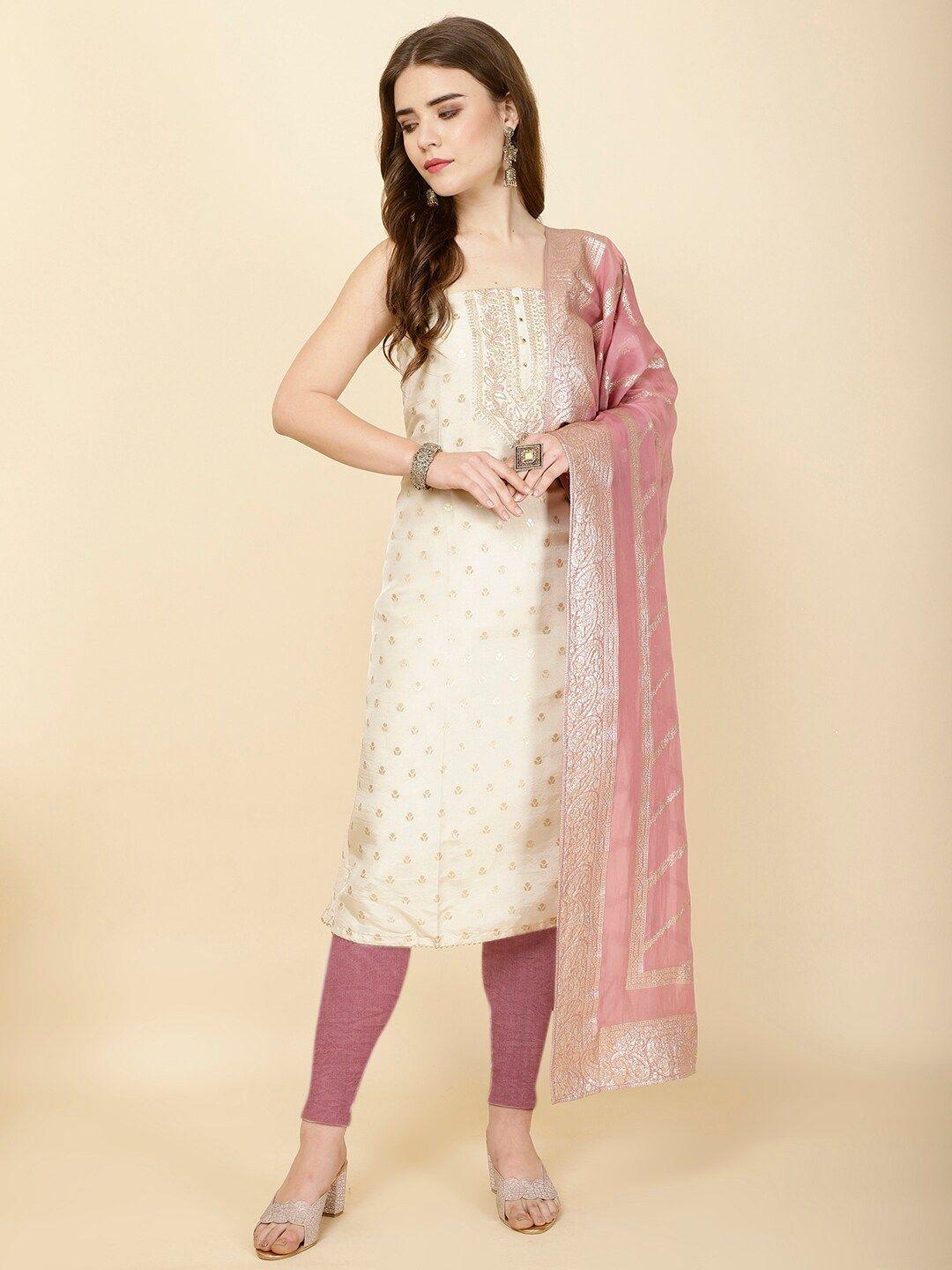 meena bazaar art silk unstitched dress material