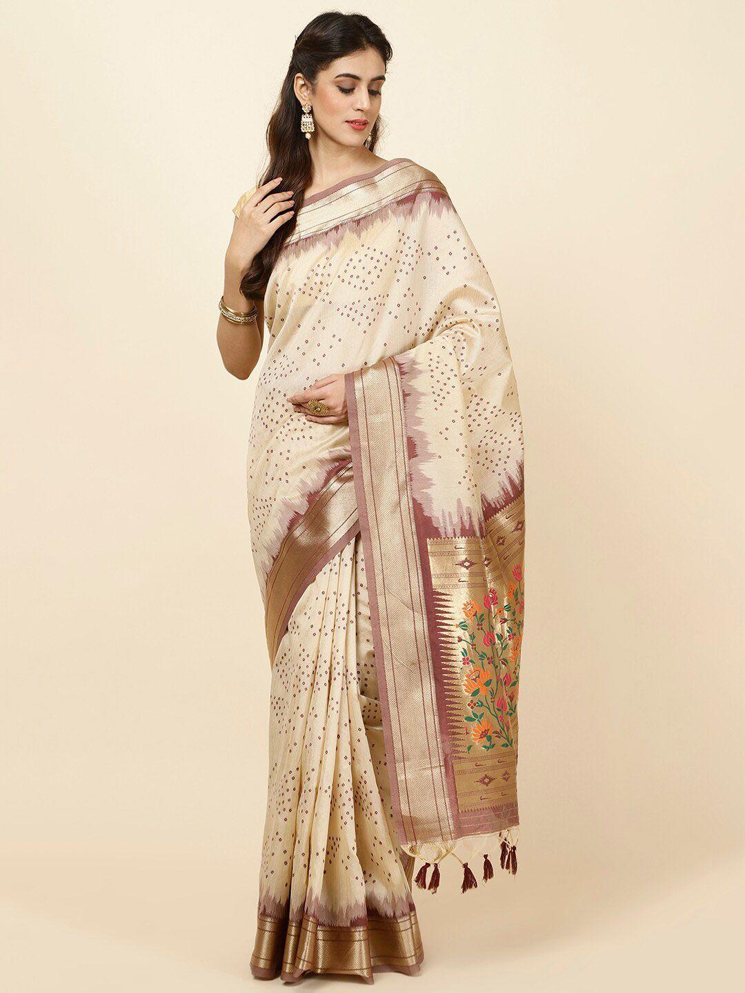 meena bazaar bandhani printed art silk saree