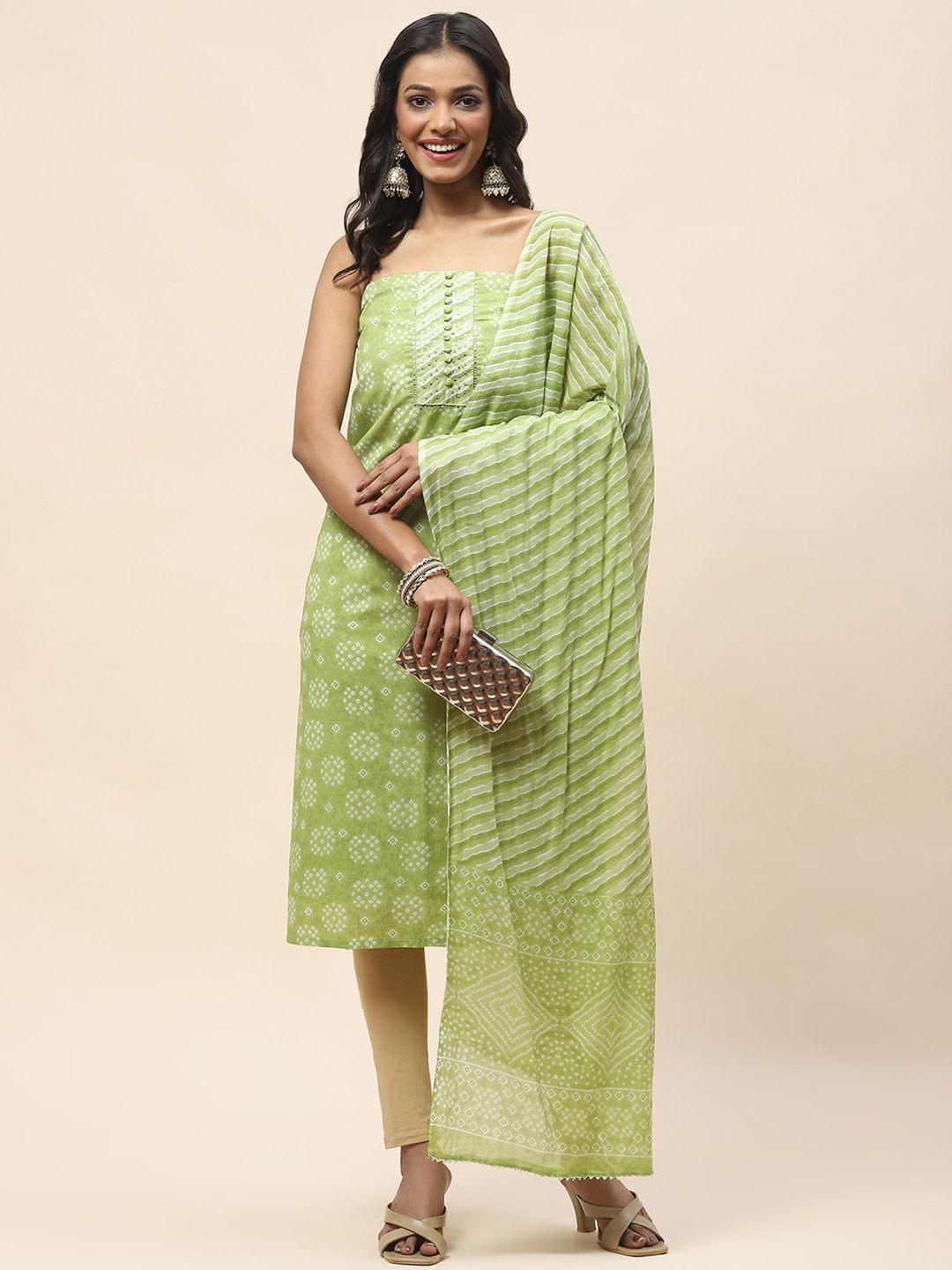 meena bazaar bandhani printed sequinned art silk unstitched dress material