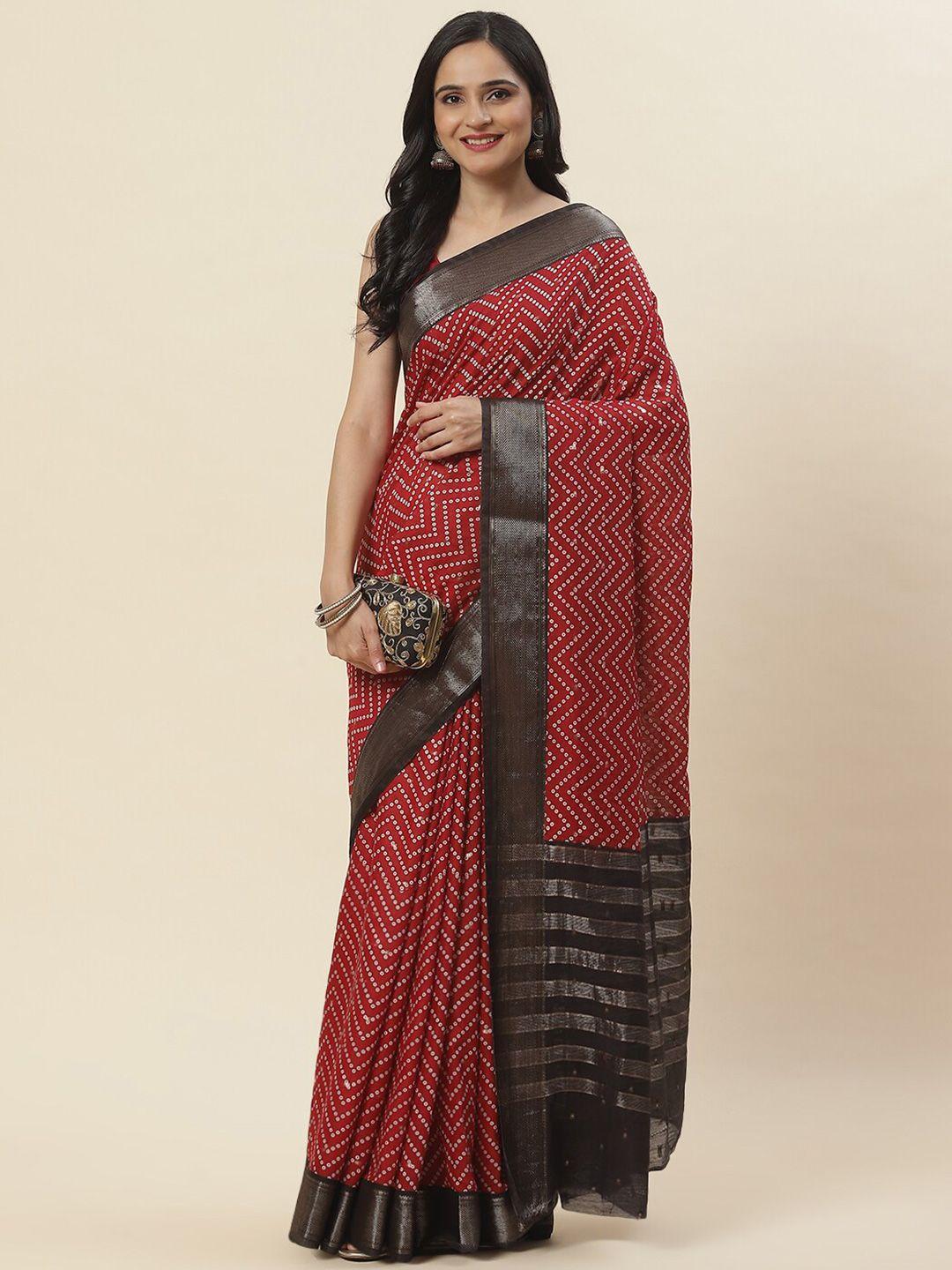 meena bazaar bandhani printed zari saree