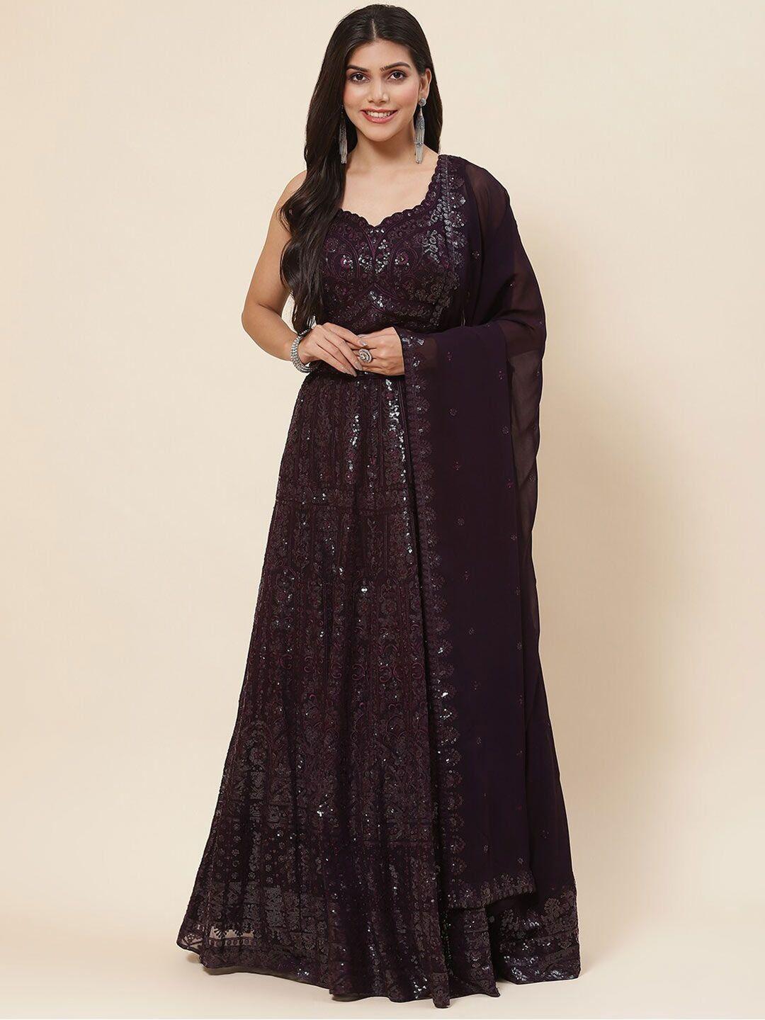 meena bazaar embellished sequined ready to wear lehenga & blouse with dupatta