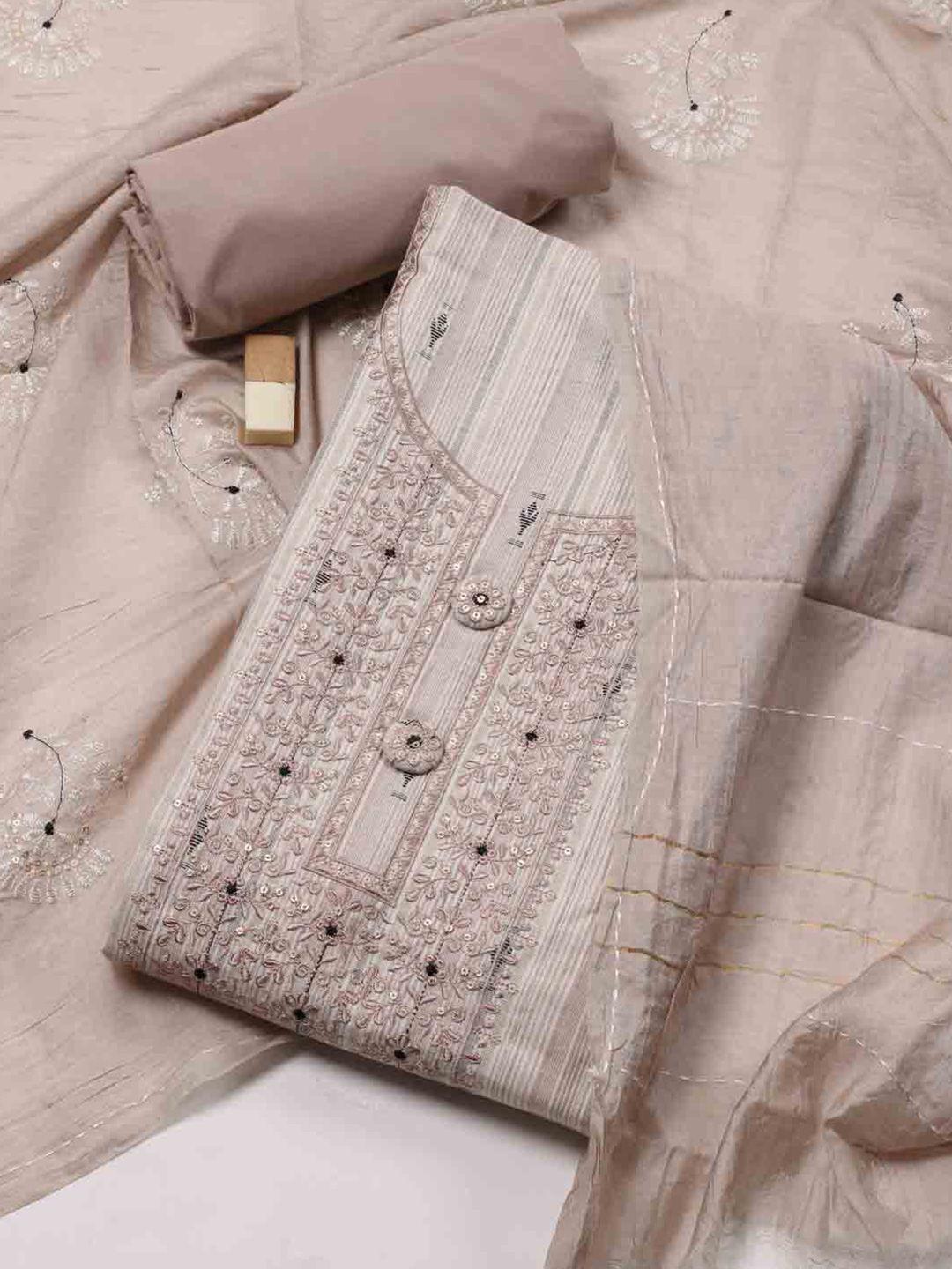 meena bazaar embroidered cotton unstitched dress material