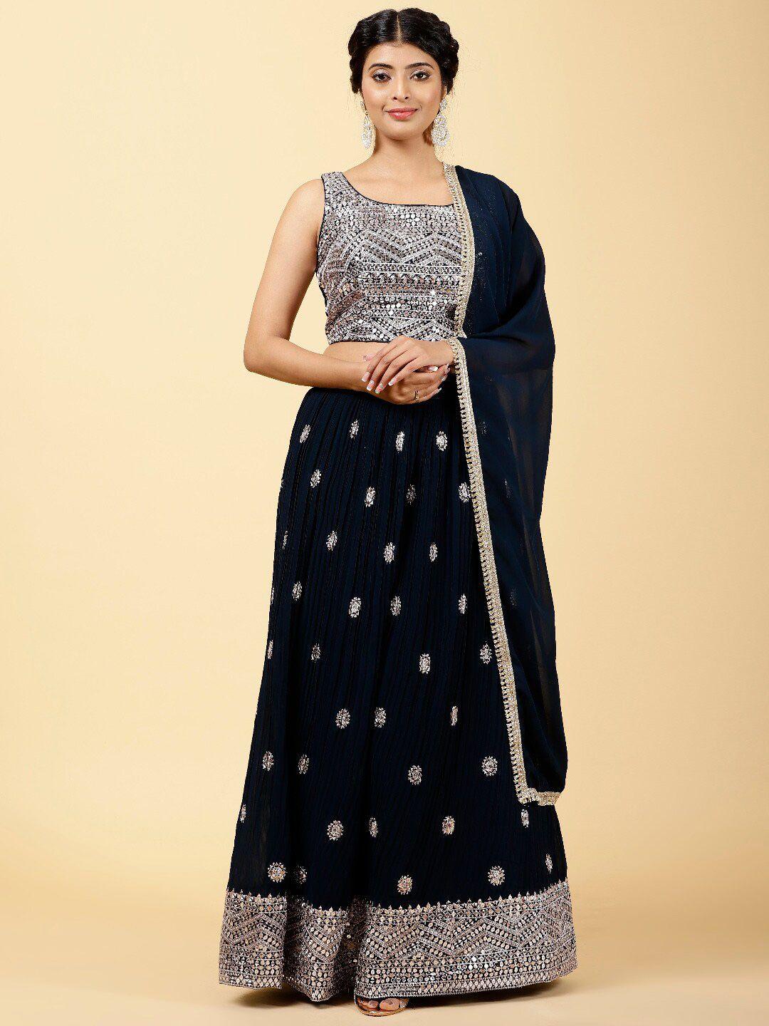 meena bazaar embroidered embellished ready to wear lehenga & blouse with dupatta