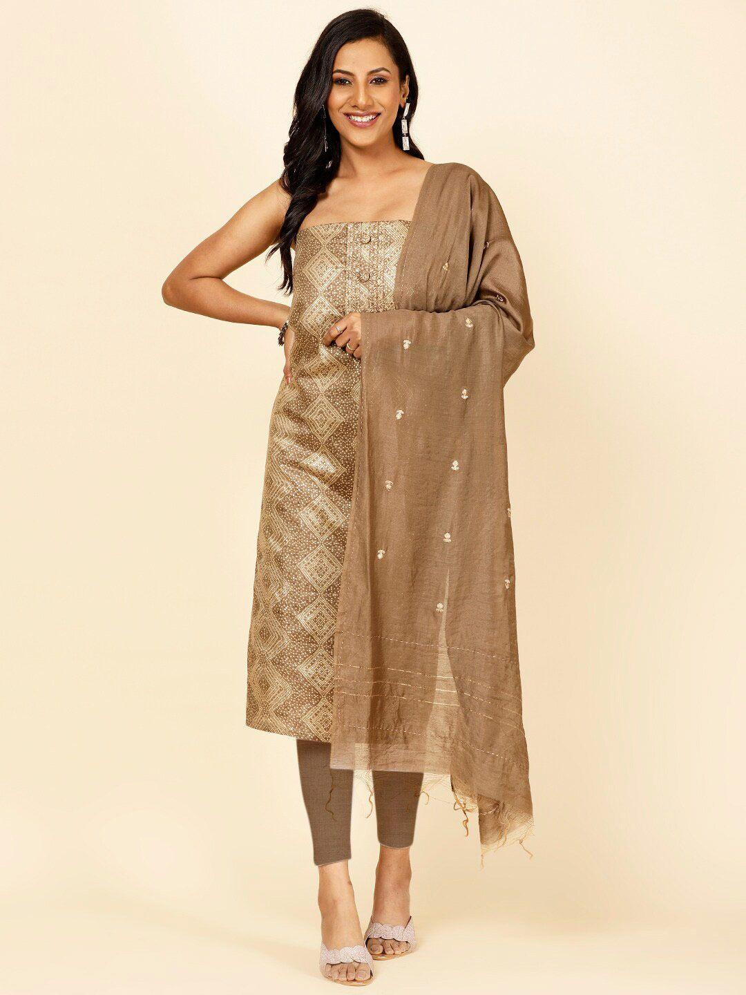 meena bazaar ethnic motif printed unstitched dress material