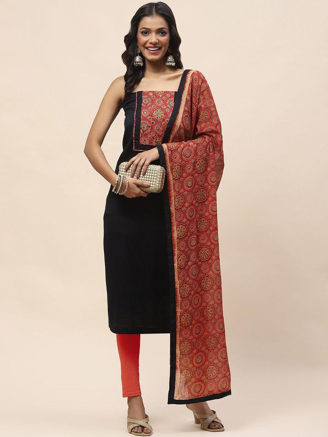 meena bazaar ethnic motif printed unstitched dress material