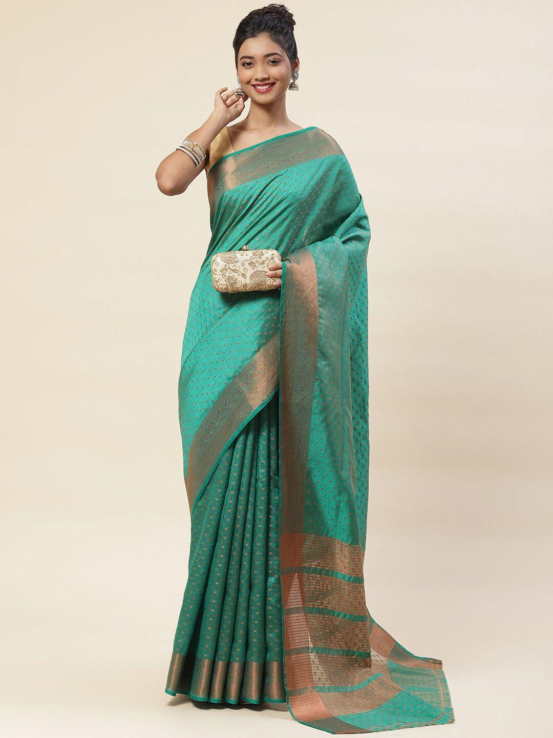 meena bazaar ethnic motif zari art silk saree with blouse piece