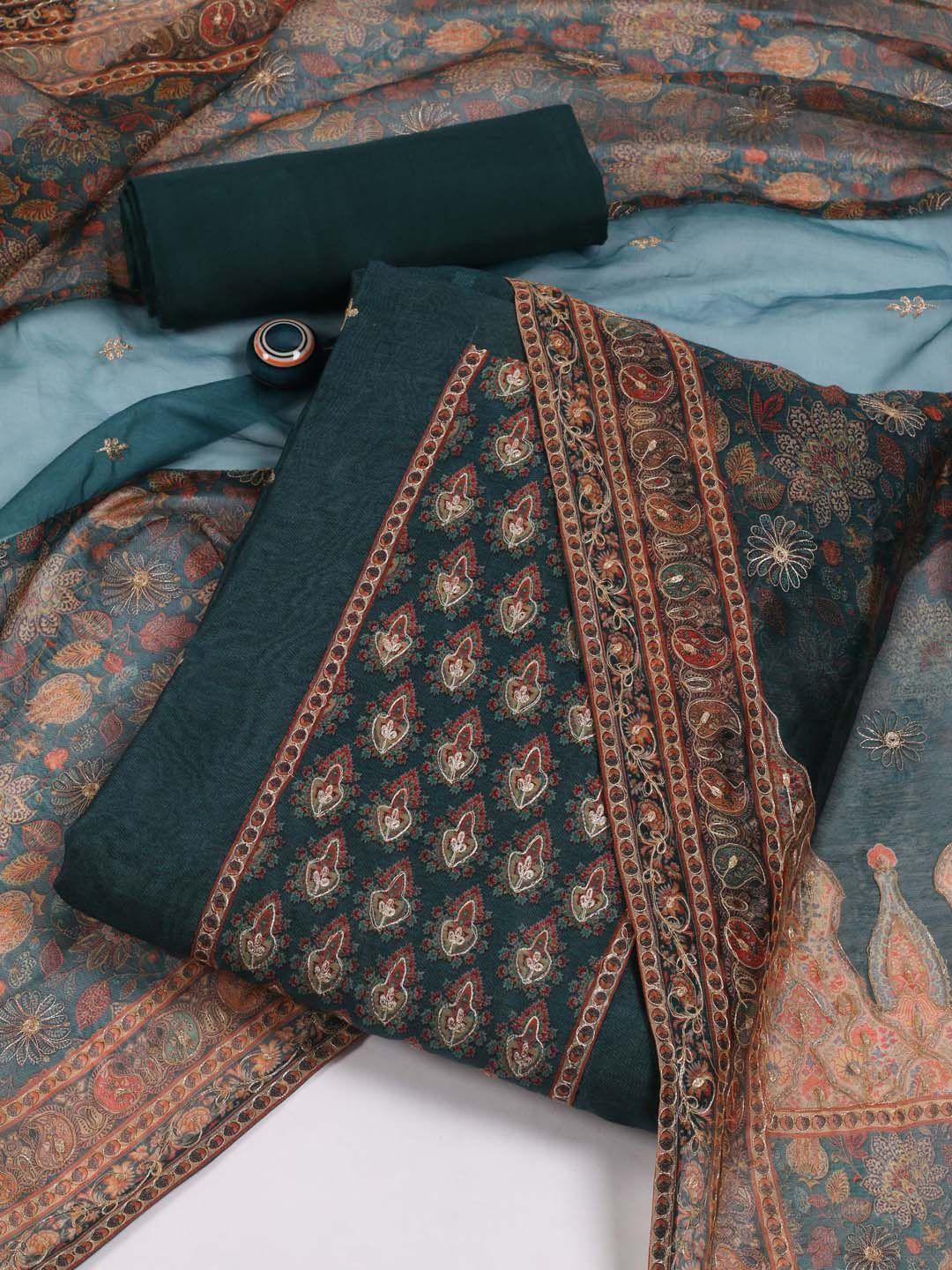 meena bazaar ethnic motifs printed art silk unstitched dress material