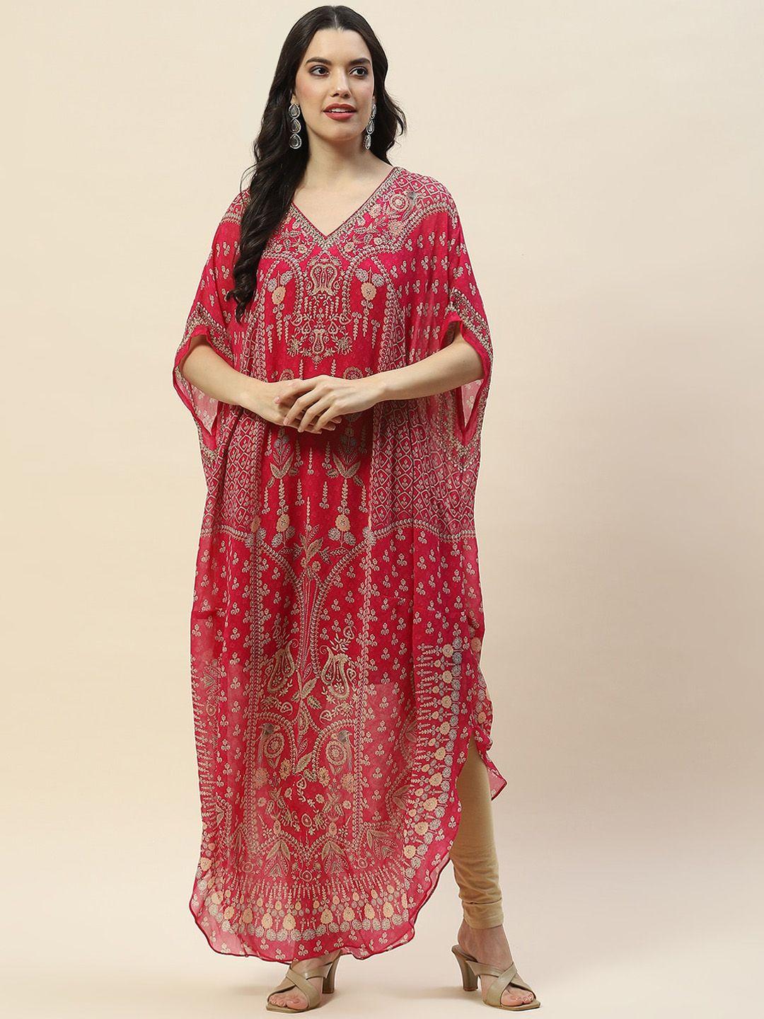 meena bazaar ethnic motifs printed kaftan kurta