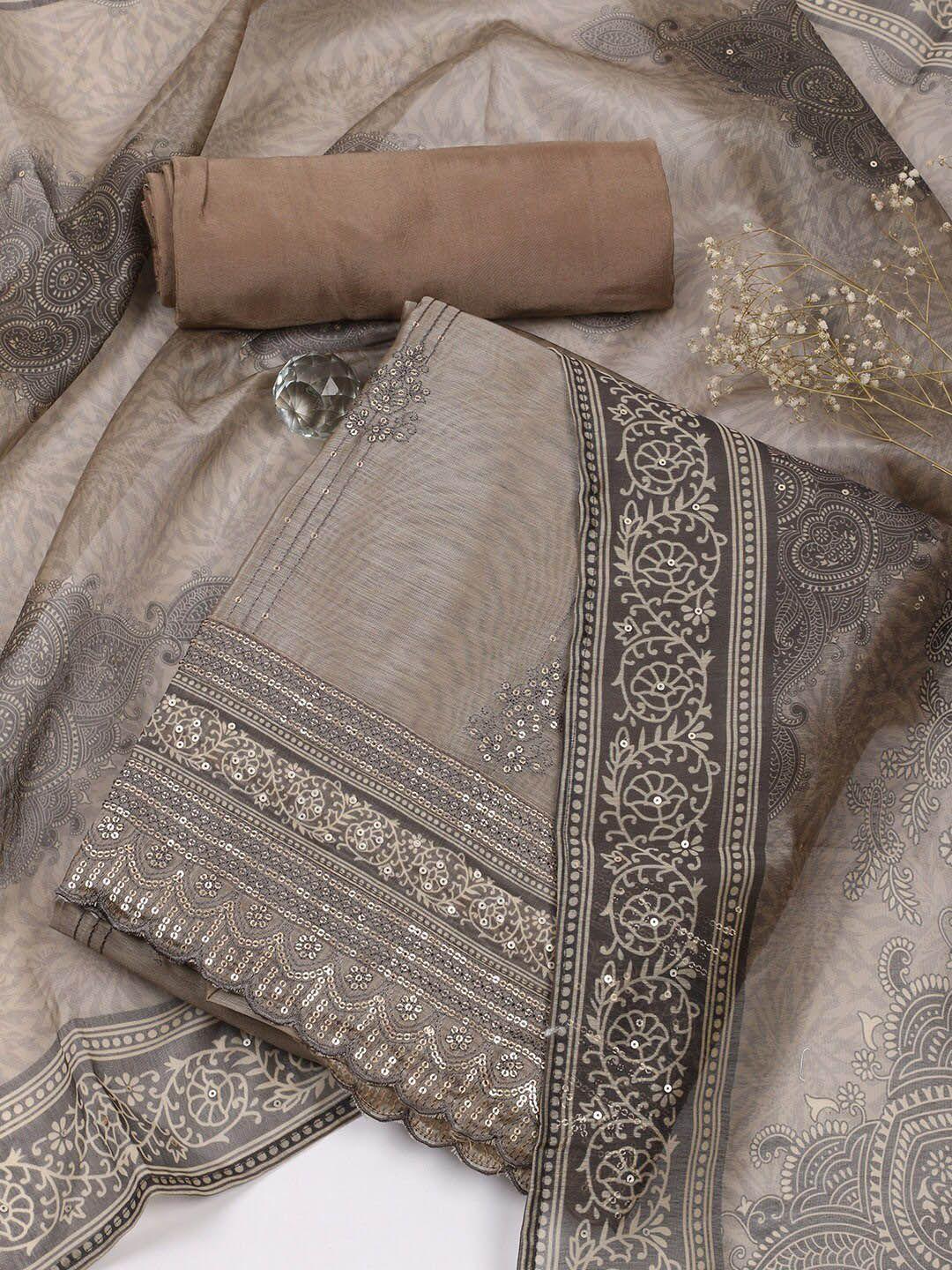 meena bazaar ethnic motifs printed sequinned unstitched dress material