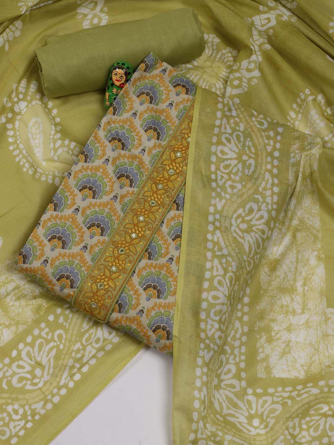 meena bazaar ethnic motifs printed thread work organza unstitched dress material