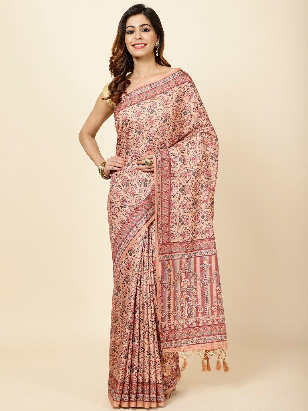 meena bazaar ethnic motifs printed tussar saree