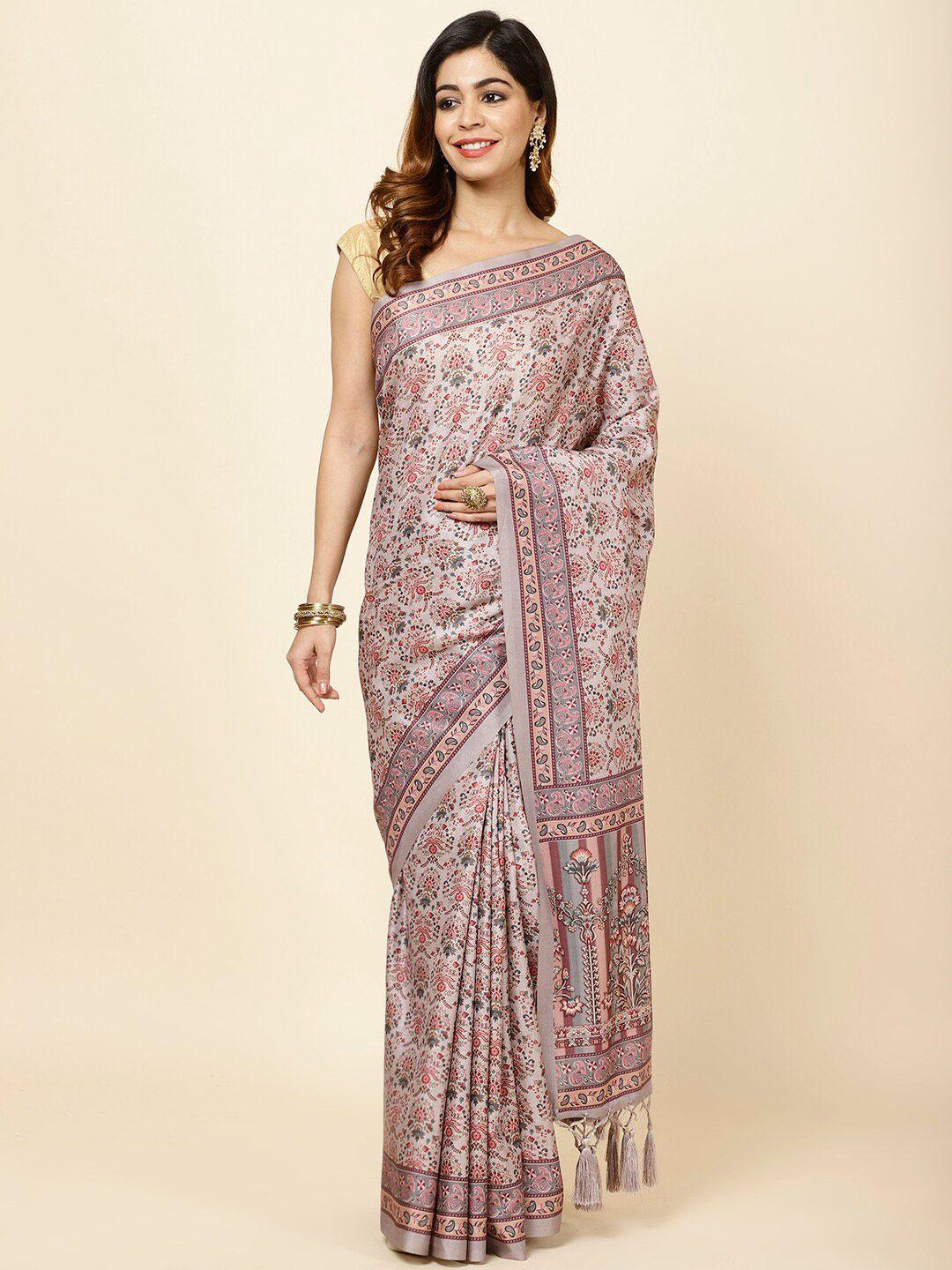 meena bazaar ethnic motifs printed tussar saree