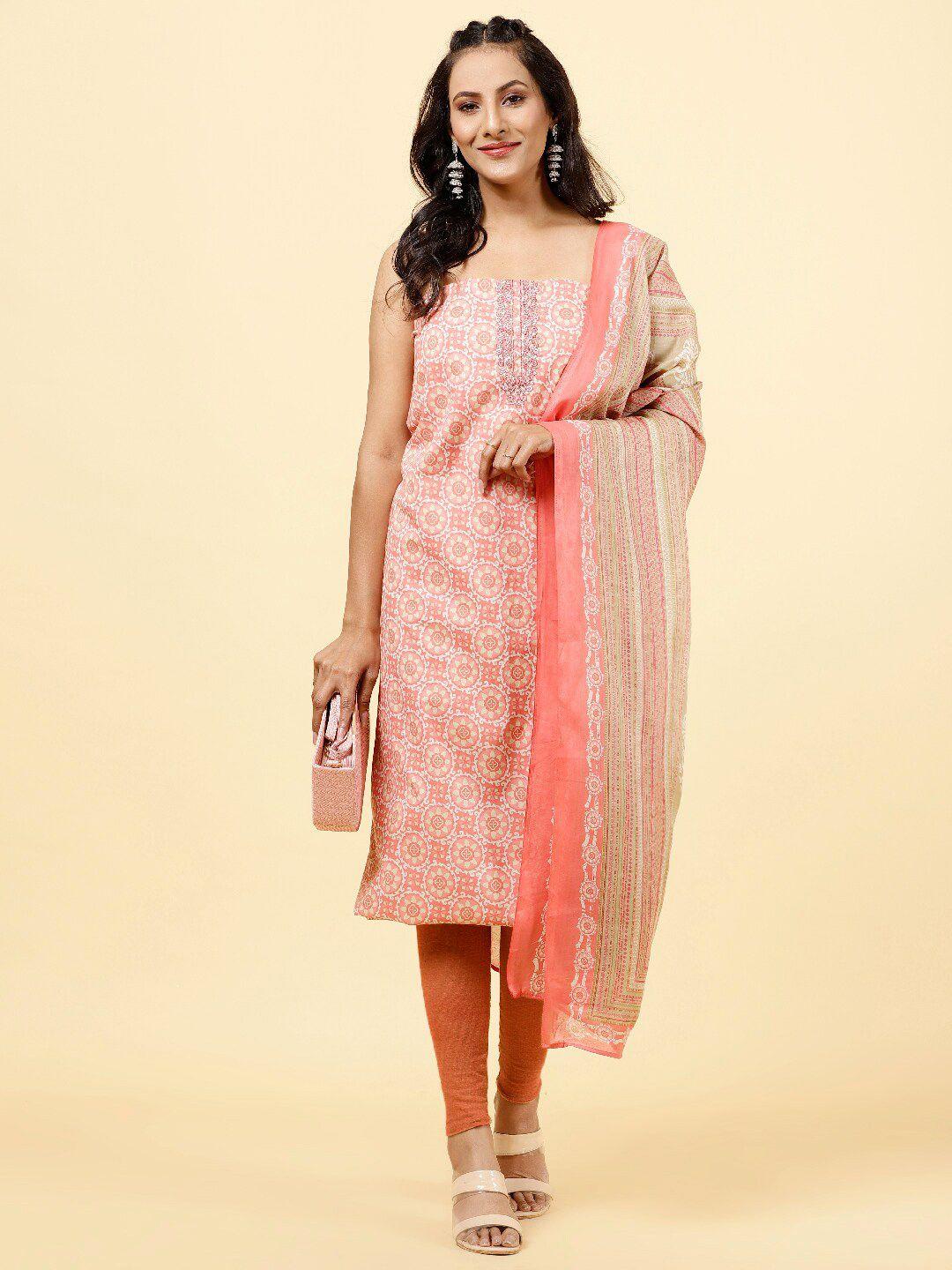 meena bazaar ethnic motifs printed unstitched cotton dress material