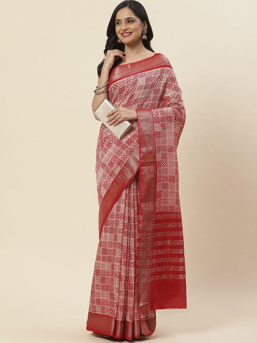 meena bazaar ethnic motifs printed zari detailed saree