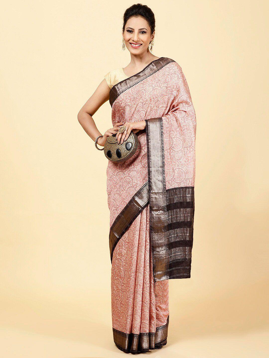 meena bazaar ethnic motifs printed zari saree