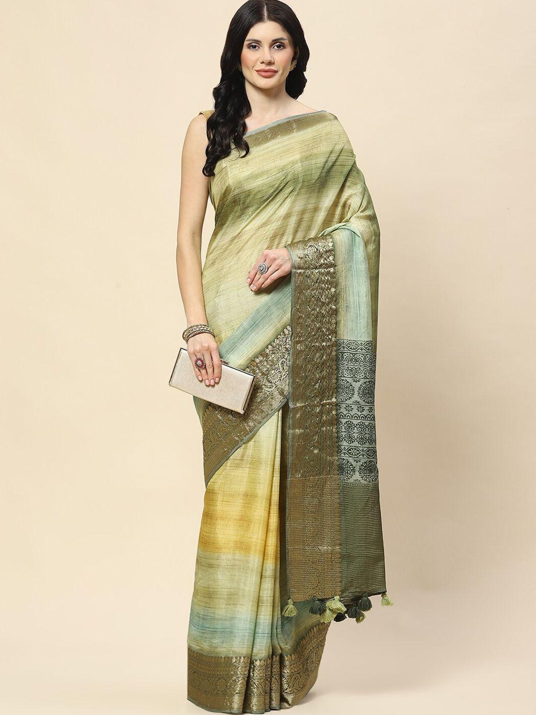 meena bazaar ethnic motifs printed zari saree