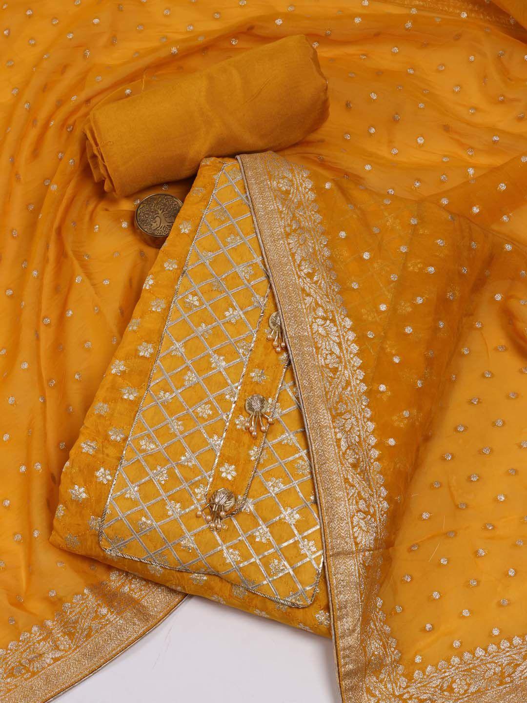 meena bazaar ethnic motifs woven design gotta patti art silk unstitched dress material