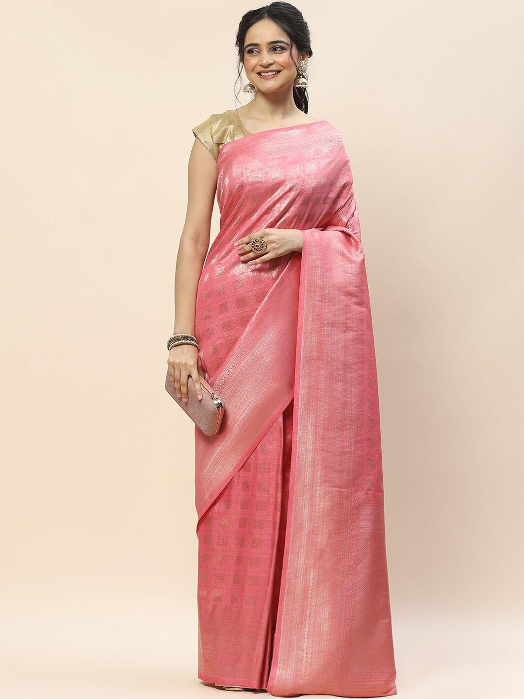 meena bazaar ethnic motifs woven design zari art silk saree