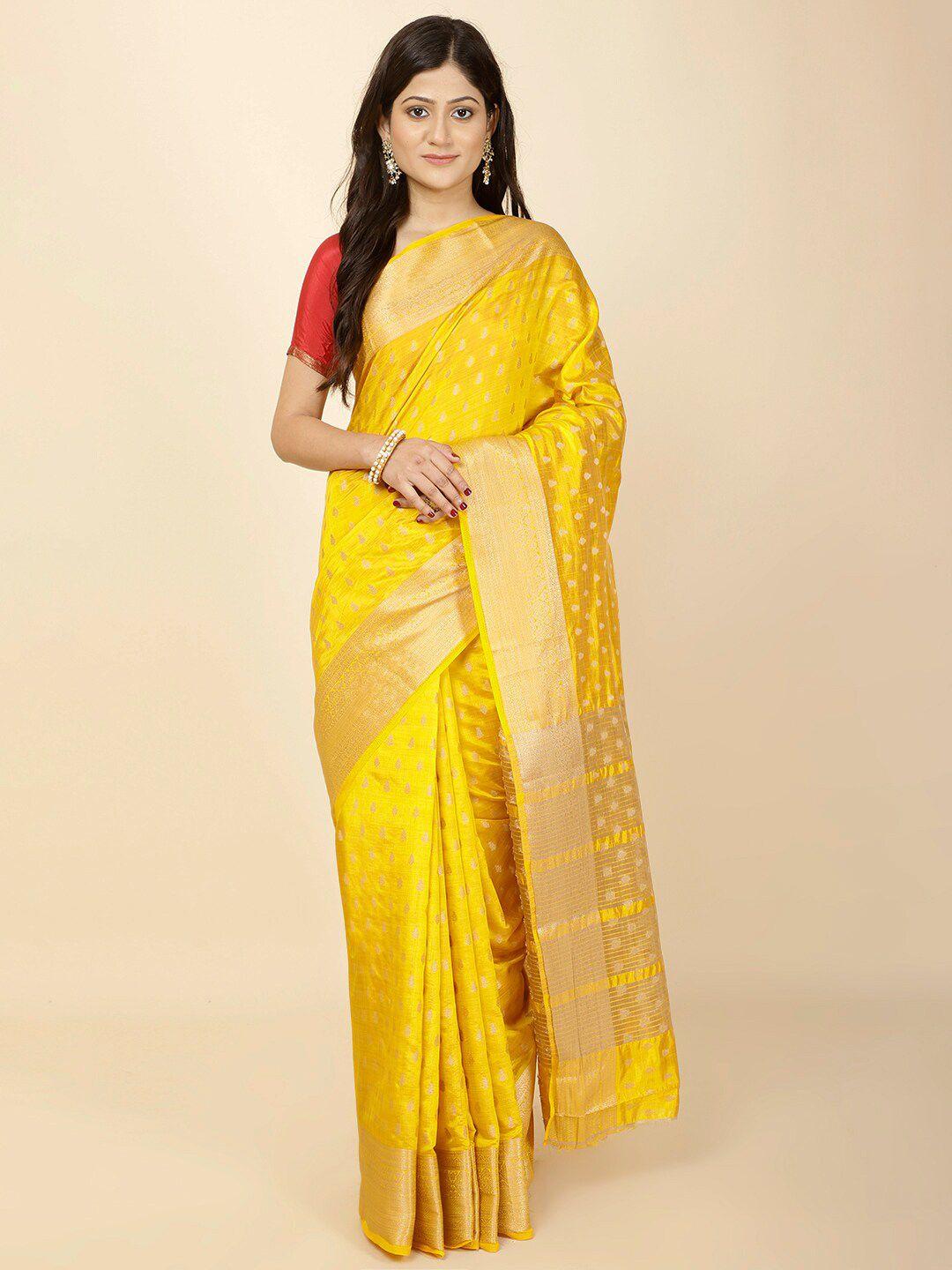 meena bazaar ethnic motifs woven design zari art silk saree