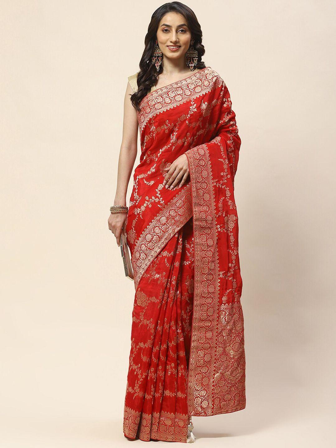 meena bazaar ethnic motifs woven design zari organza saree