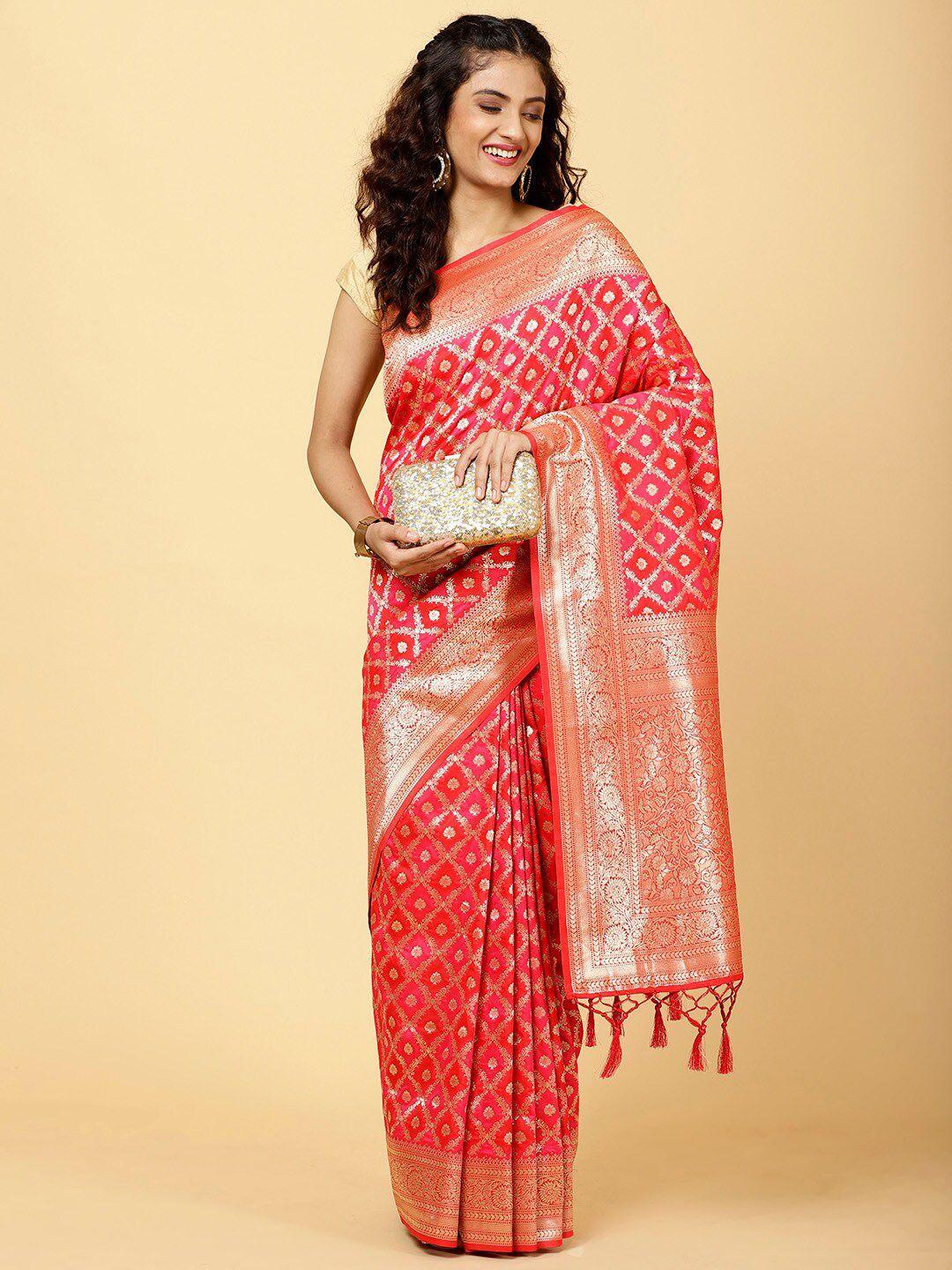 meena bazaar ethnic motifs woven design zari saree